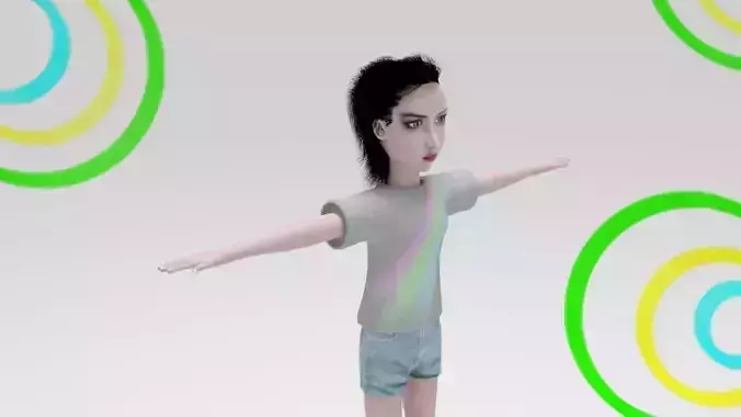 Kiran Rigged Character   Low-poly 3D model