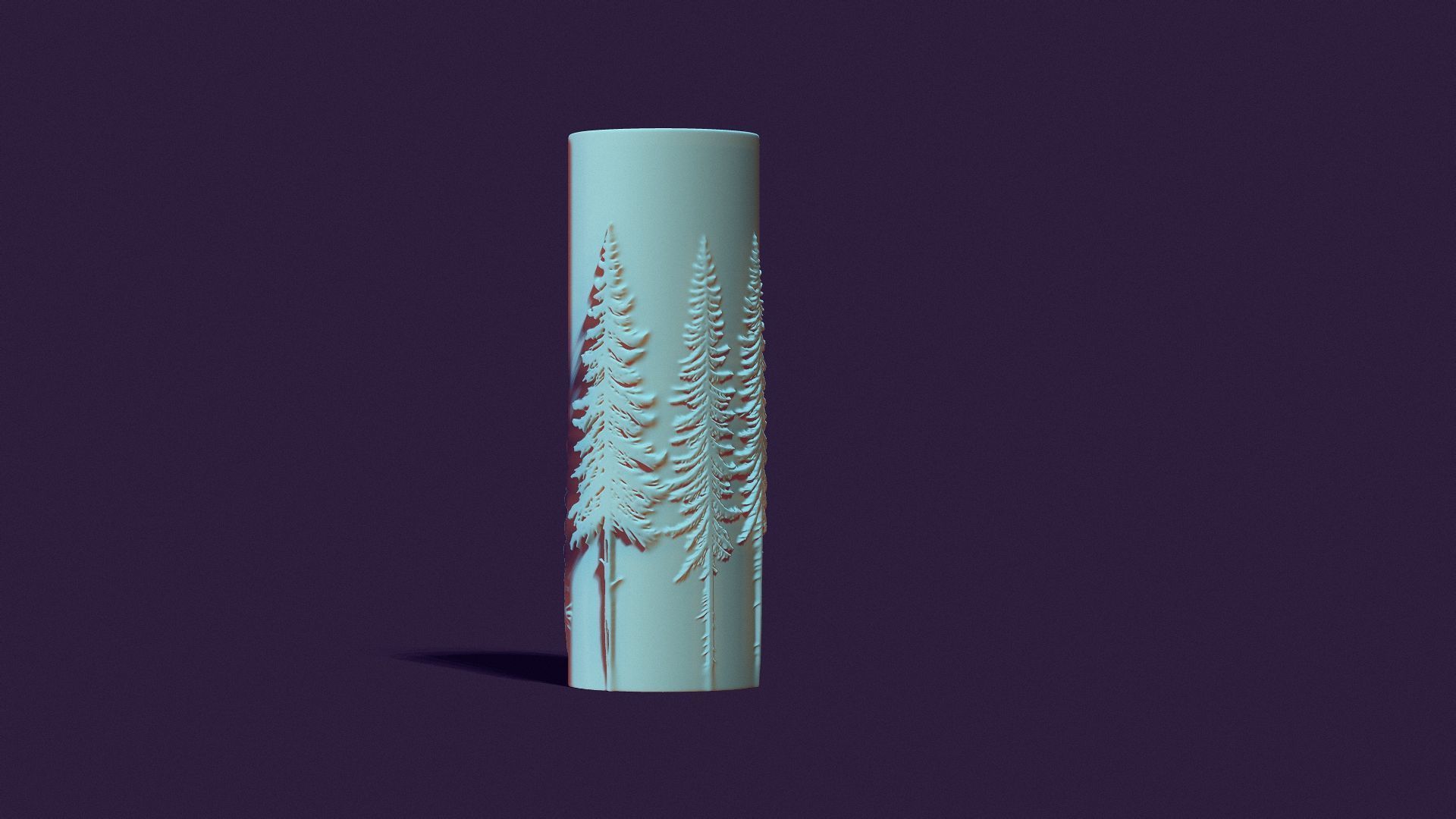 candle with a picture of fir trees 3D print model_4