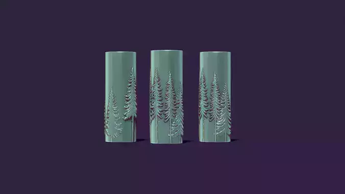 candle with a picture of fir trees 3D print model