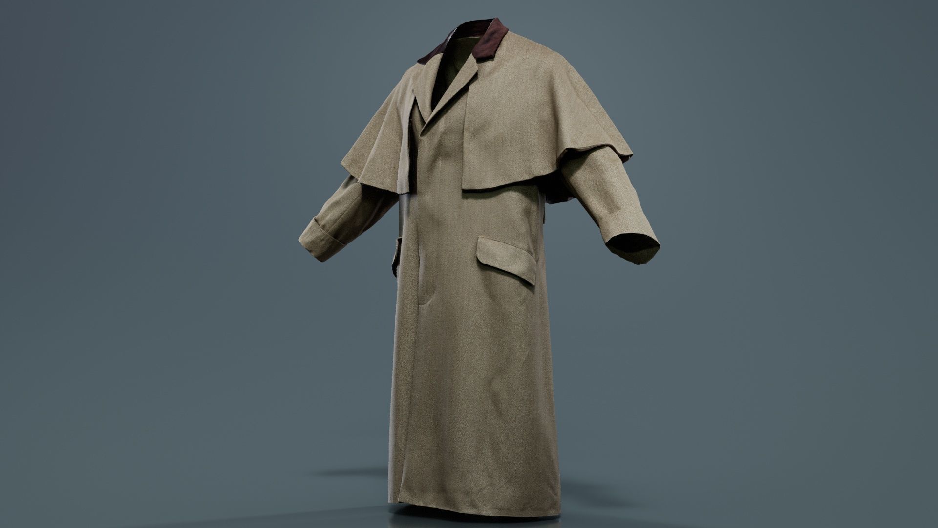Detective Coat Low-poly 3D model_6