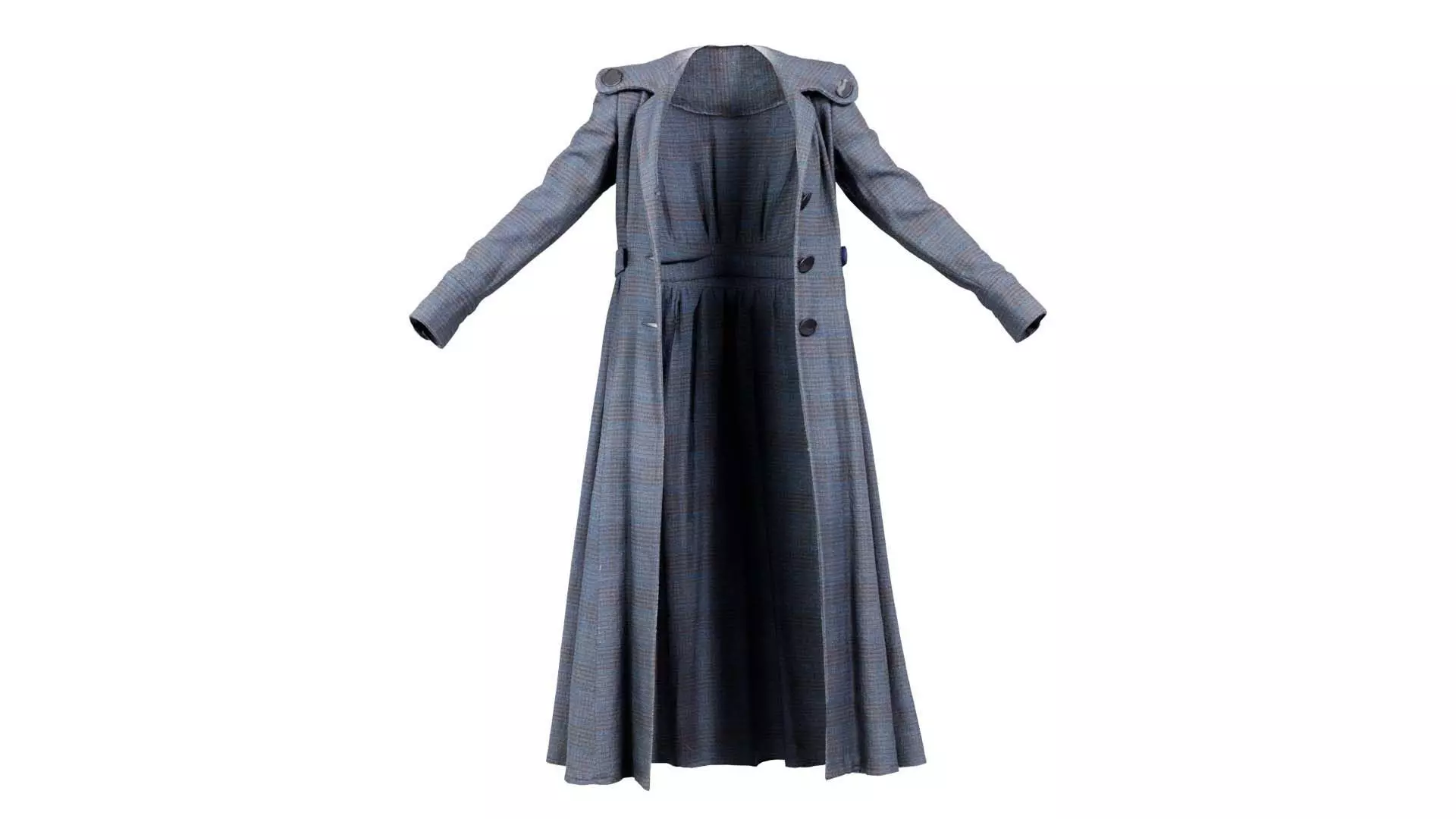Elegant Button Coat Open Low-poly 3D model_0