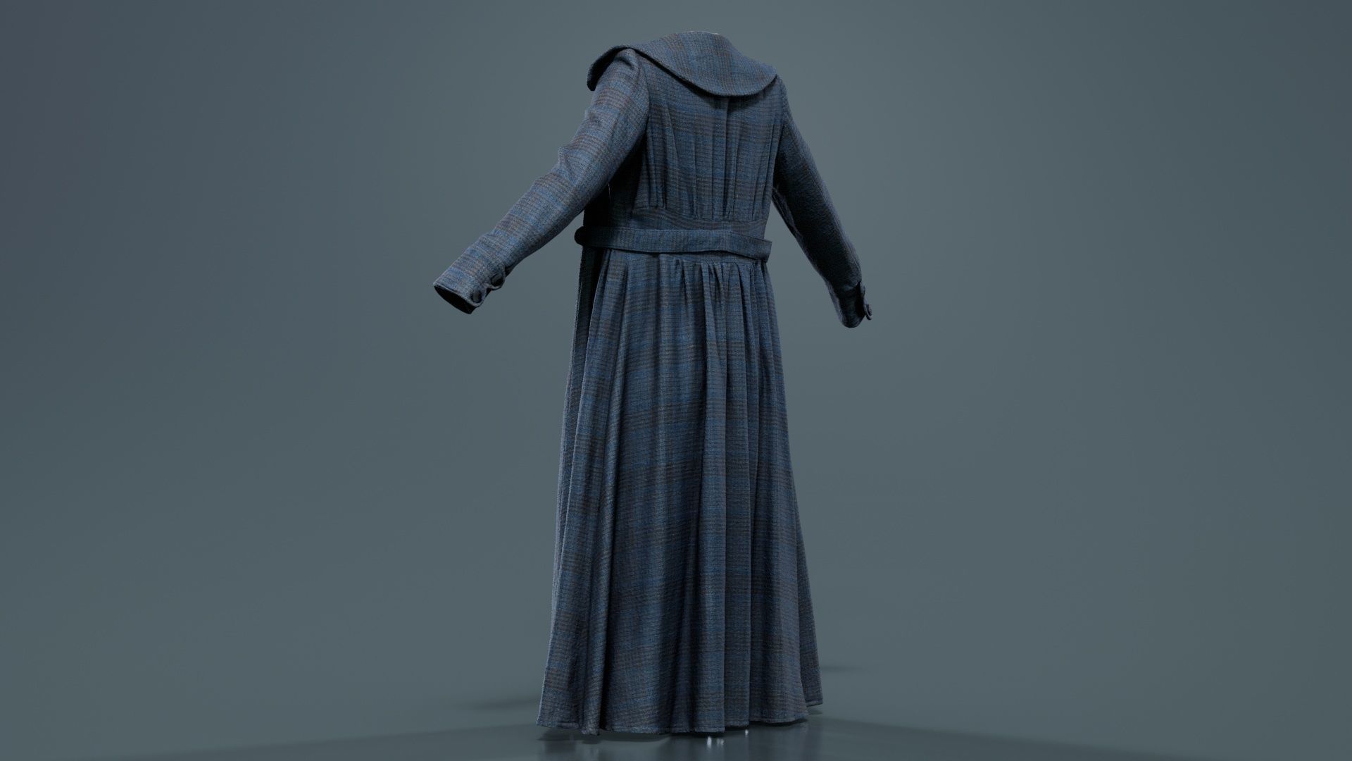 Elegant Button Coat Open Low-poly 3D model_3