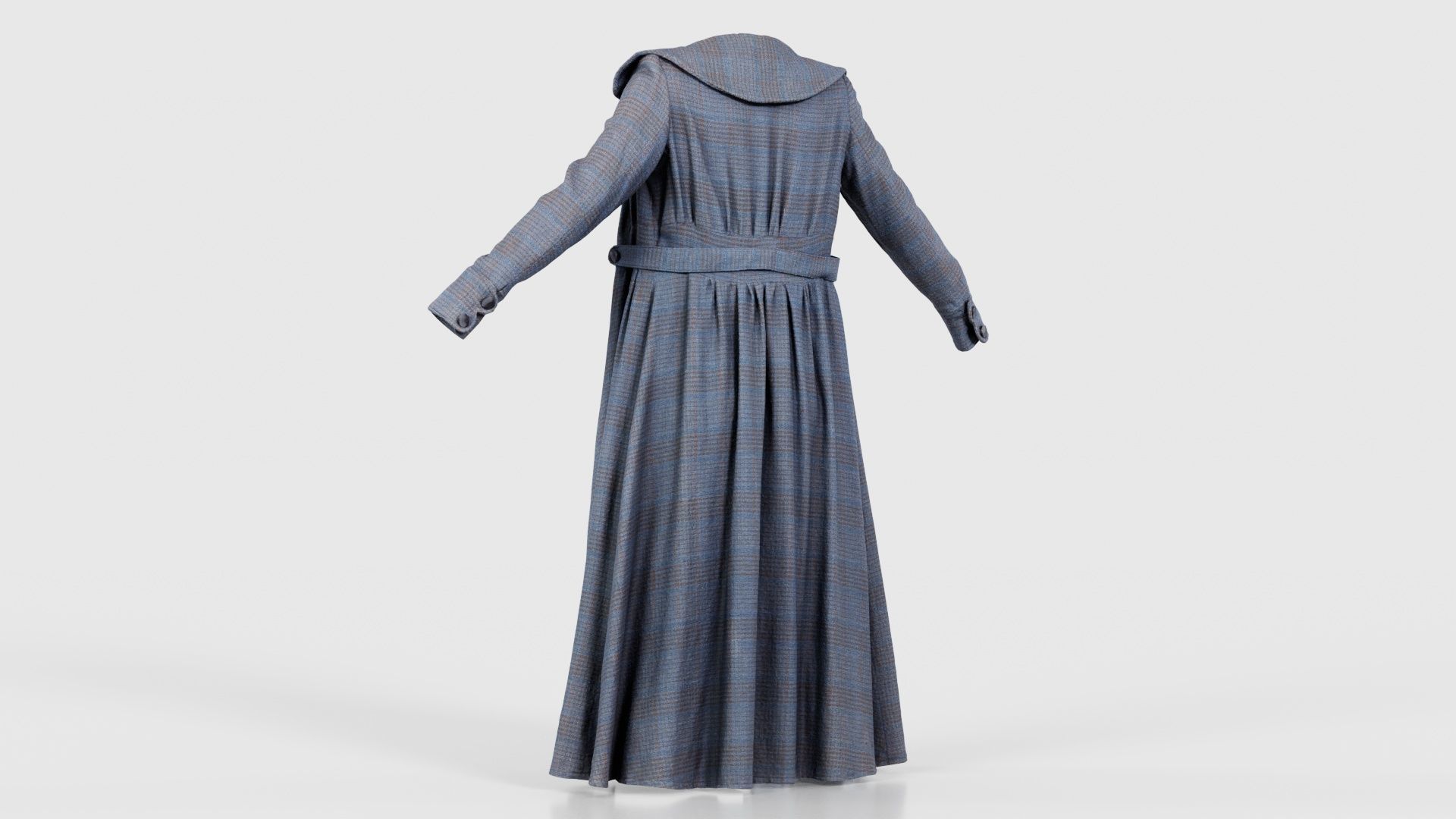 Elegant Button Coat Open Low-poly 3D model_22