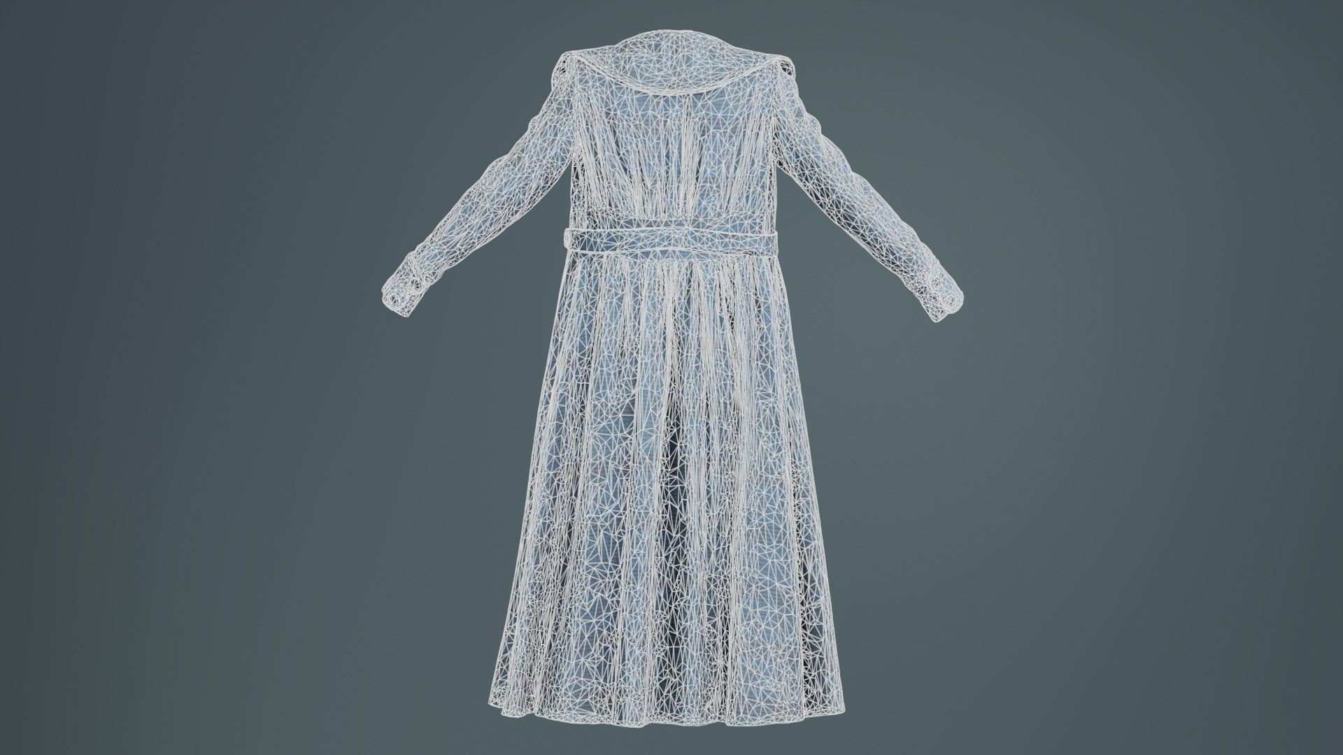 Elegant Button Coat Open Low-poly 3D model_10