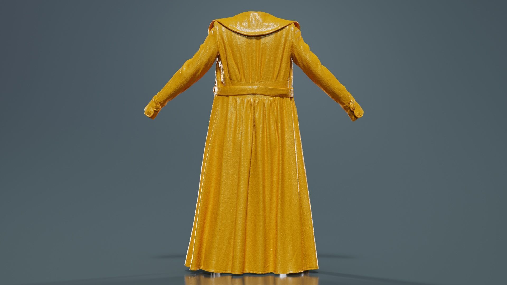 Elegant Button Coat Open Low-poly 3D model_13