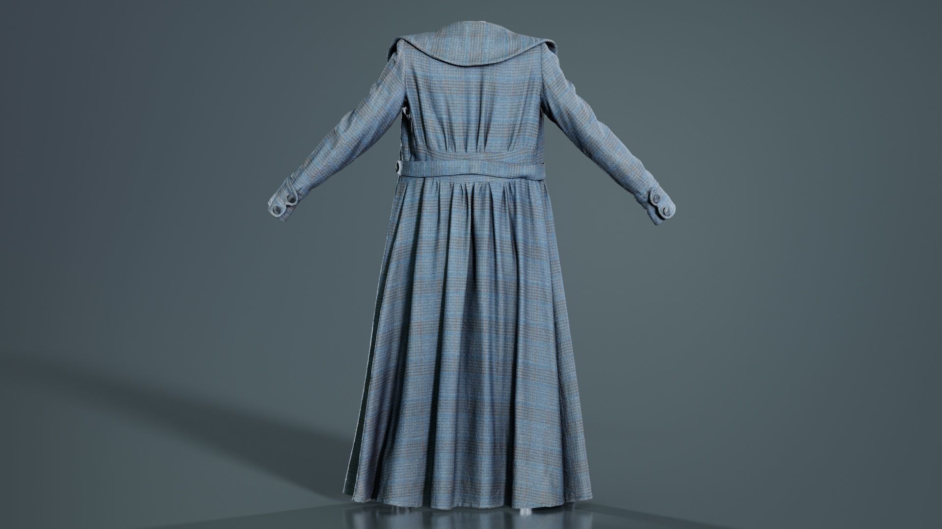 Elegant Button Coat Open Low-poly 3D model_1