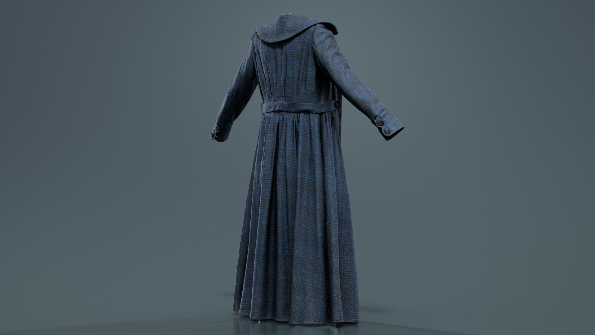 Elegant Button Coat Open Low-poly 3D model_2