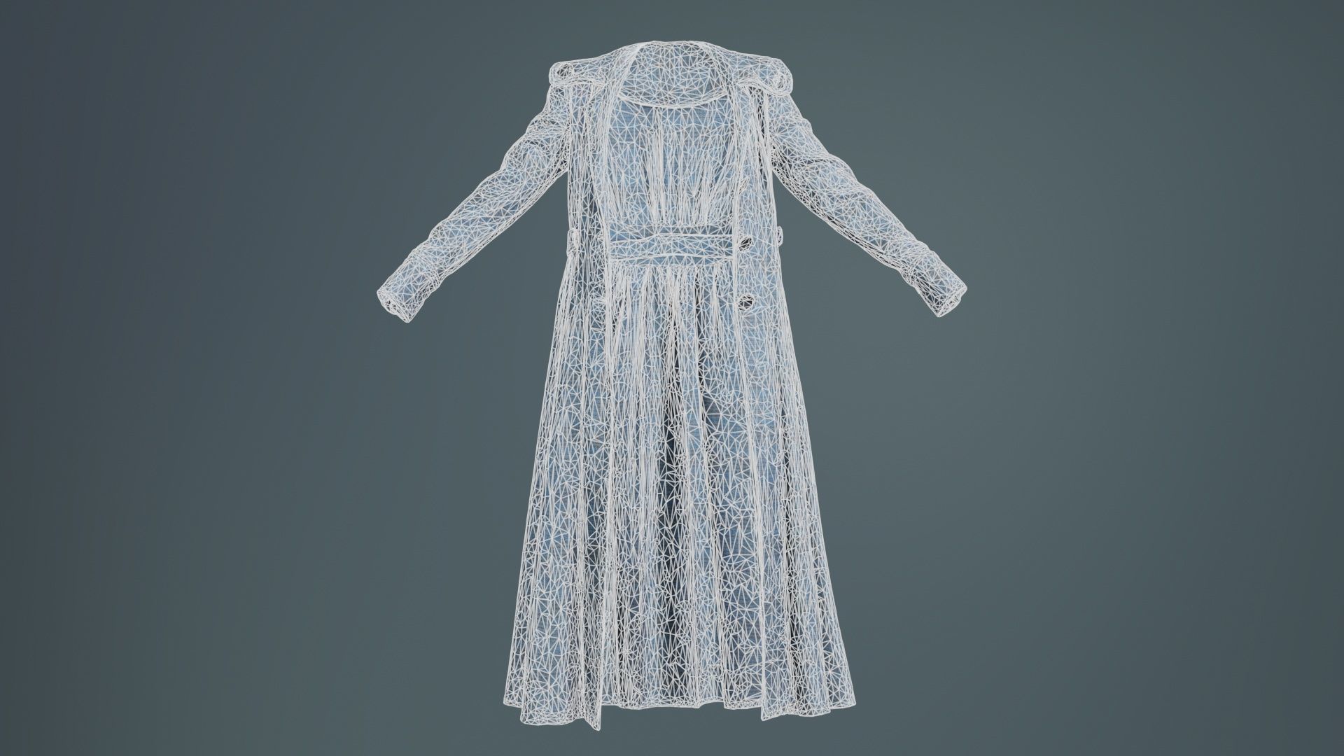 Elegant Button Coat Open Low-poly 3D model_9