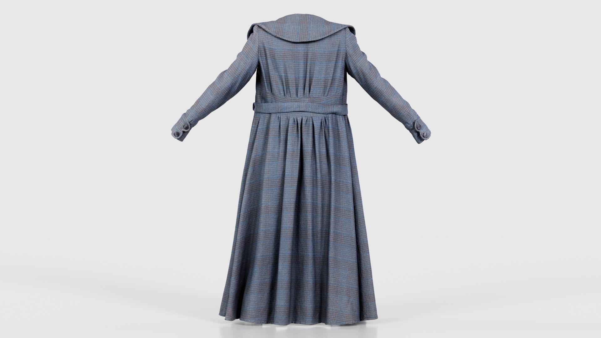 Elegant Button Coat Open Low-poly 3D model_21