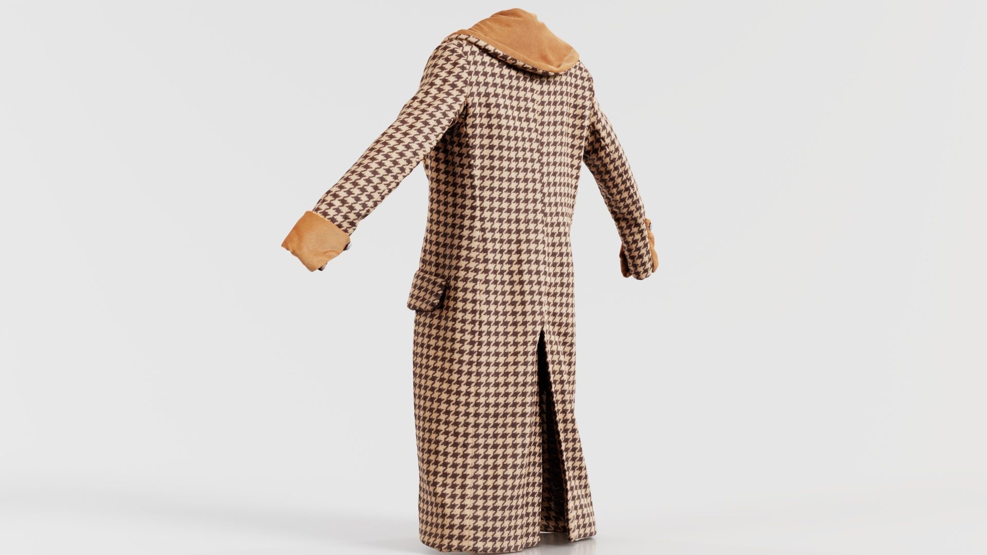 Houndstooth Coat Closed Low-poly 3D model_1