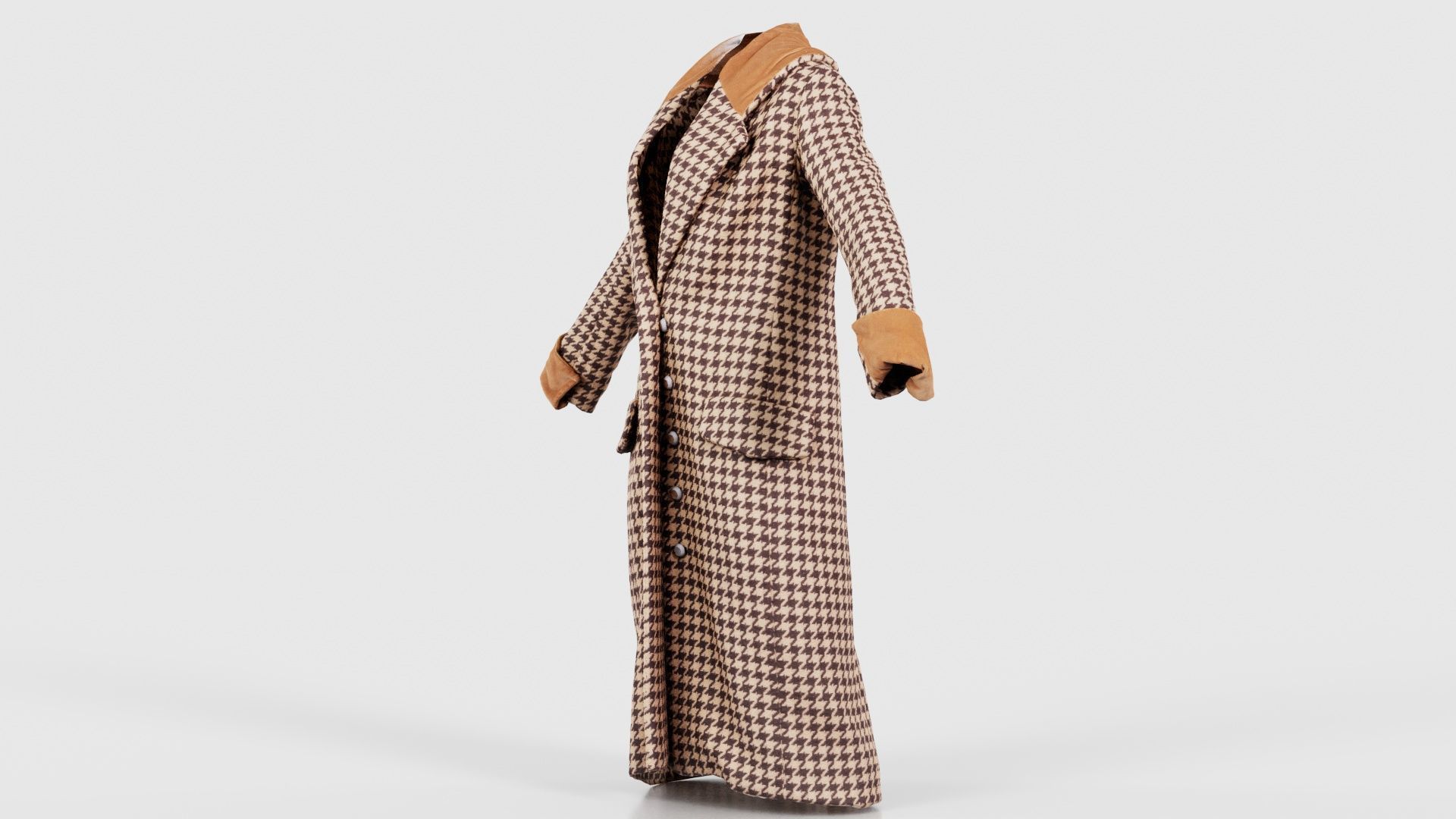 Houndstooth Coat Closed Low-poly 3D model_25