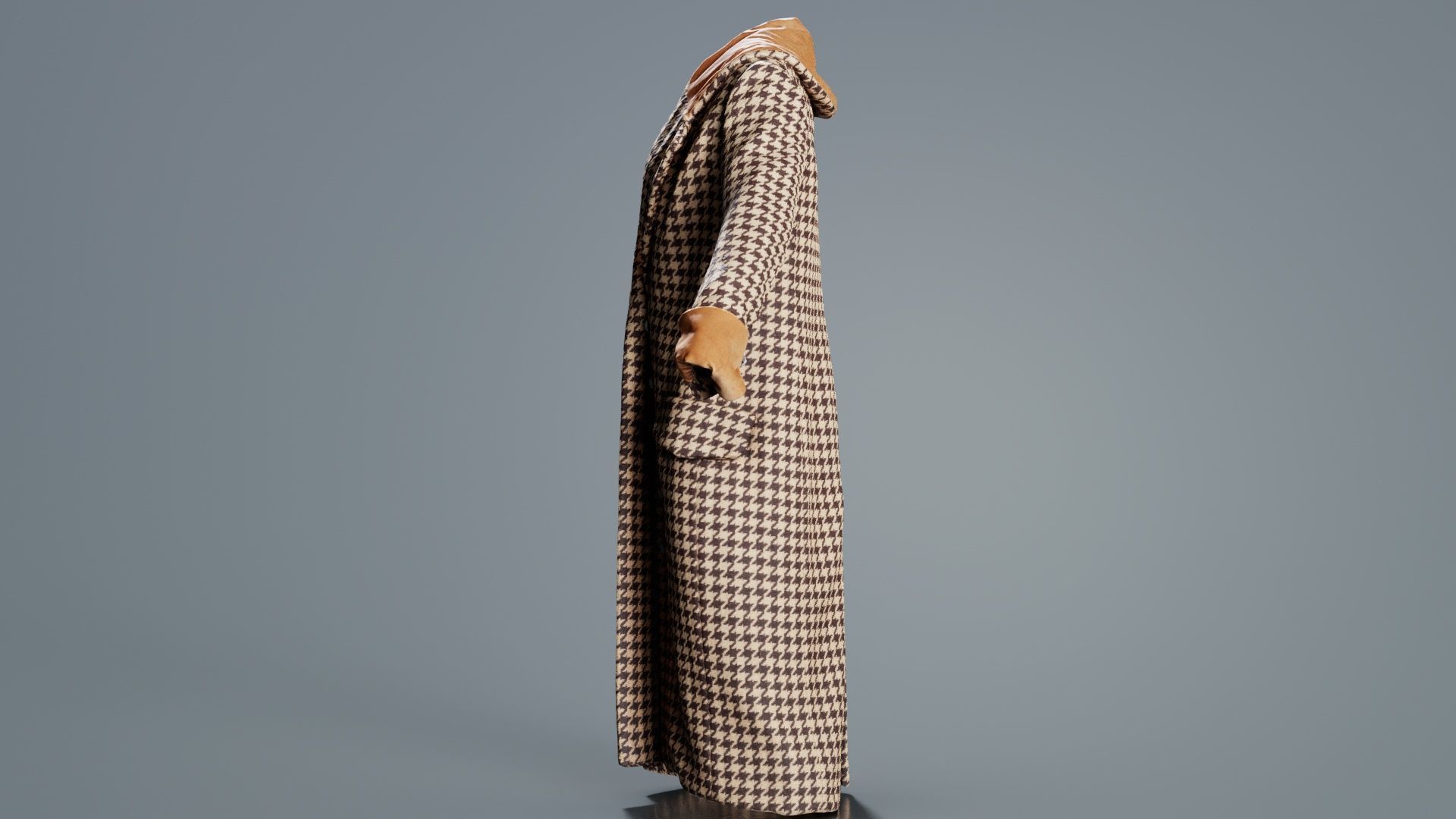 Houndstooth Coat Closed Low-poly 3D model_8
