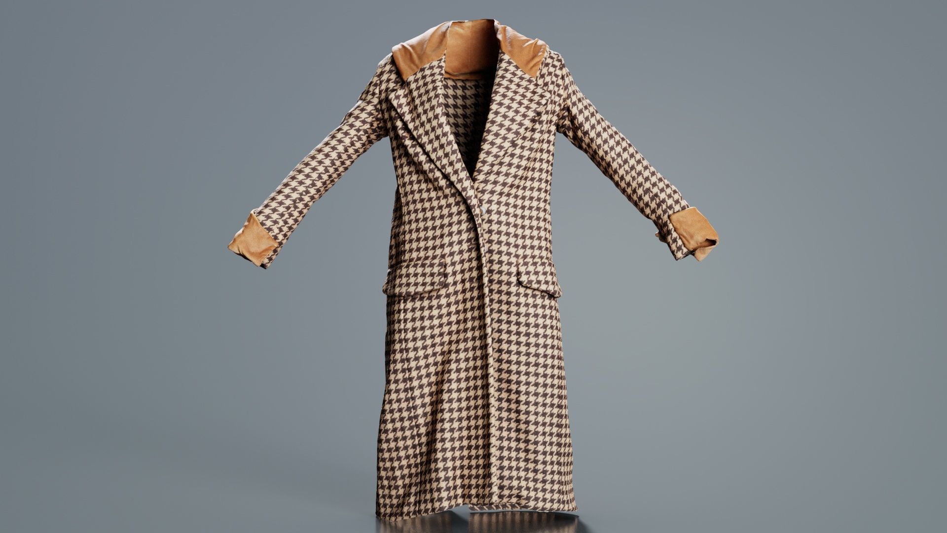 Houndstooth Coat Closed Low-poly 3D model_5