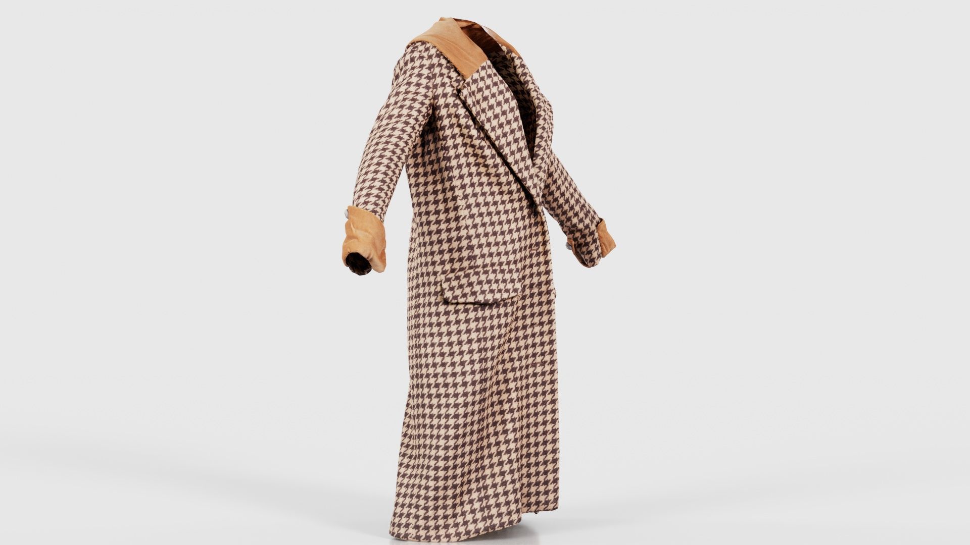 Houndstooth Coat Closed Low-poly 3D model_17