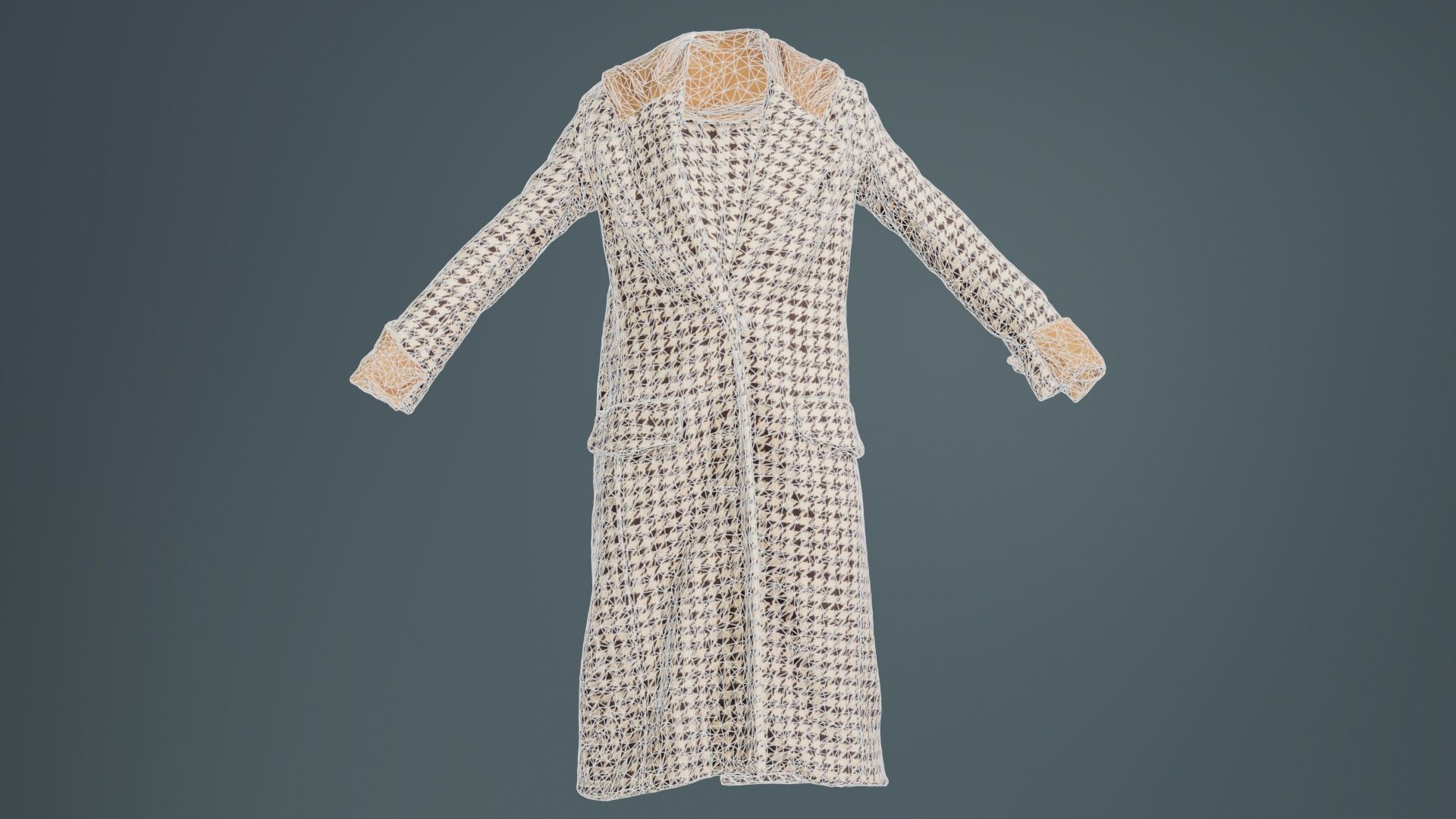 Houndstooth Coat Closed Low-poly 3D model_9