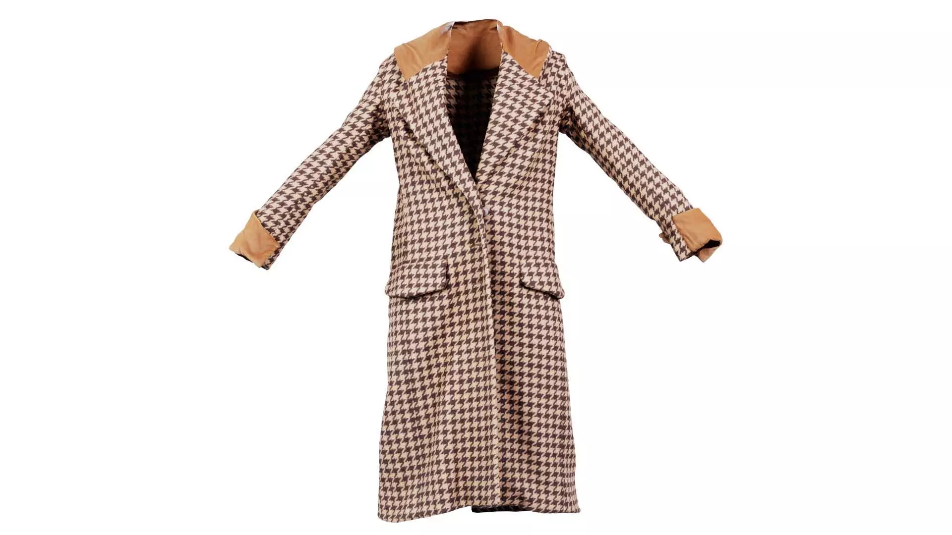 Houndstooth Coat Closed Low-poly 3D model_0