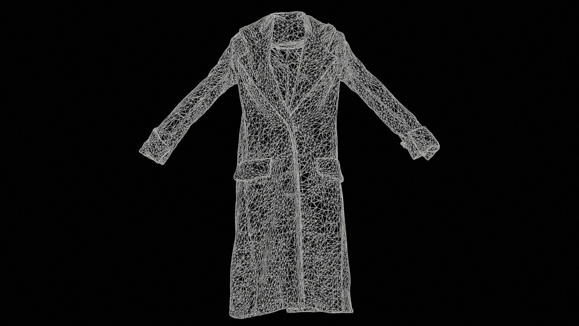 Houndstooth Coat Closed Low-poly 3D model_11