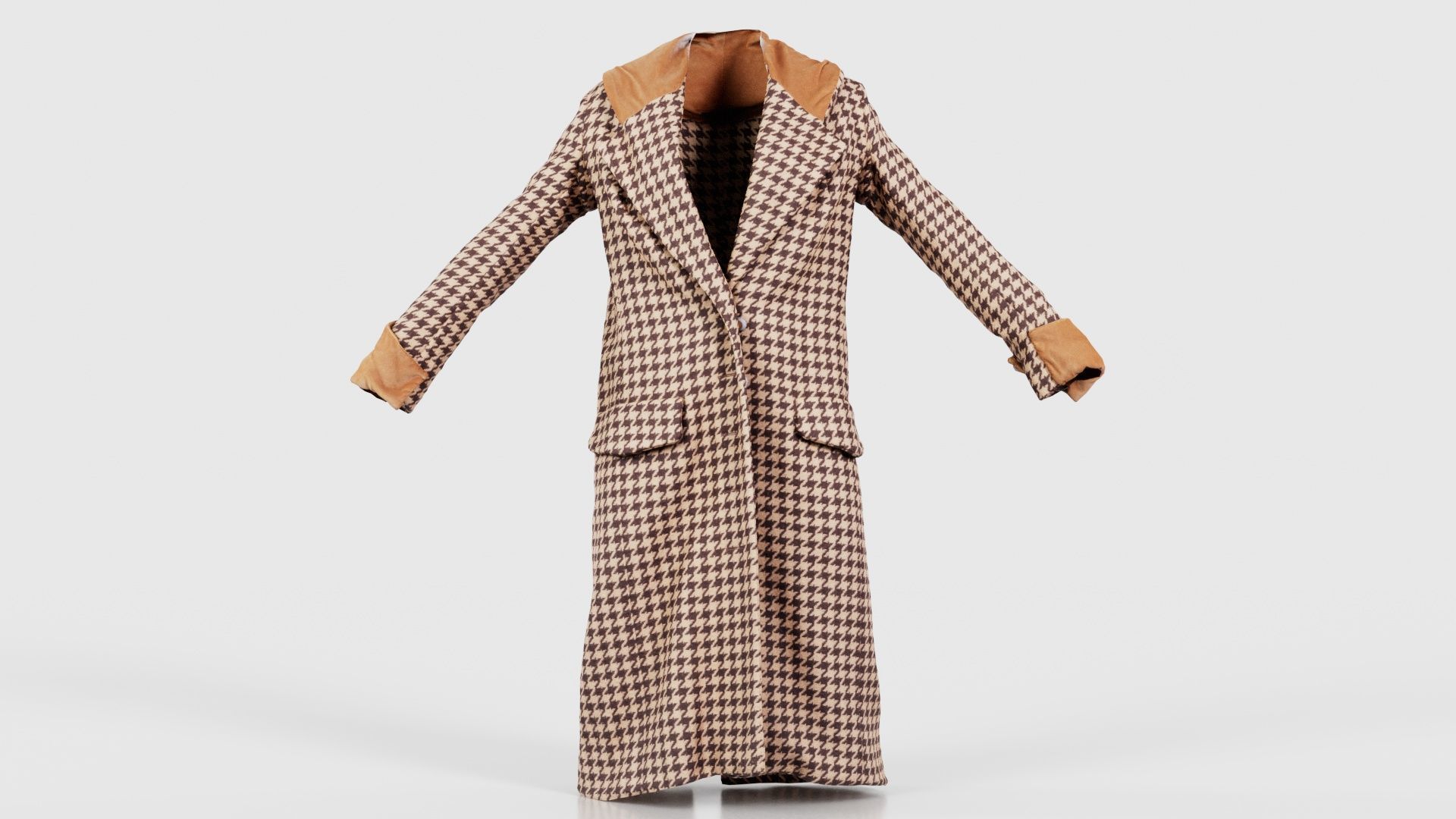 Houndstooth Coat Closed Low-poly 3D model_15