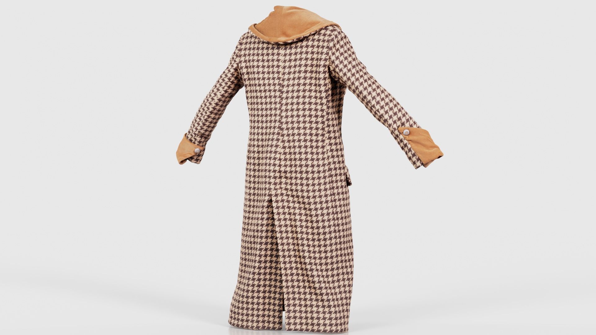 Houndstooth Coat Closed Low-poly 3D model_20