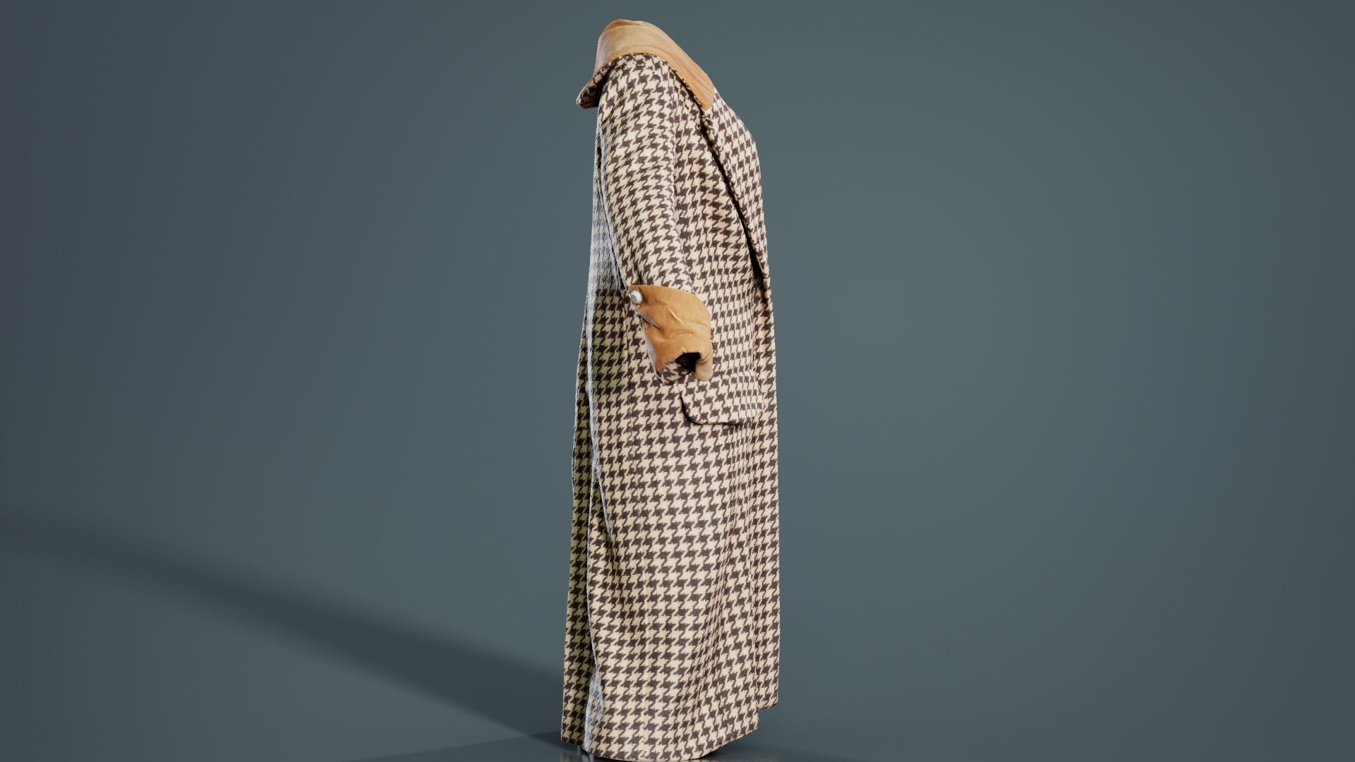 Houndstooth Coat Closed Low-poly 3D model_4