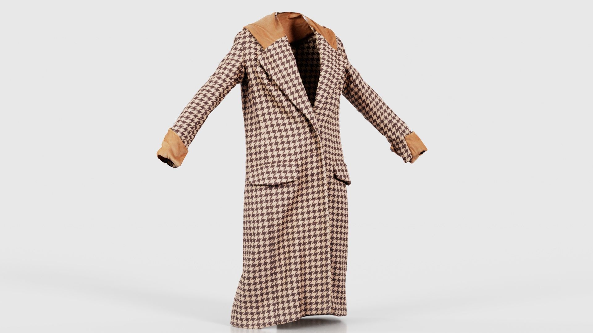 Houndstooth Coat Closed Low-poly 3D model_16