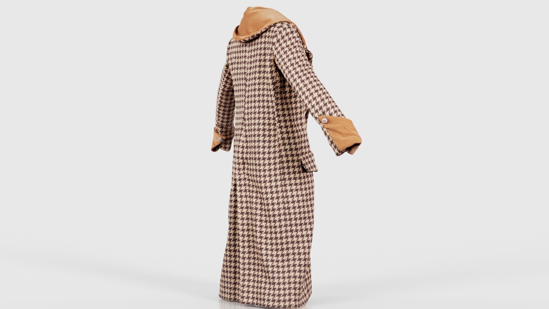 Houndstooth Coat Closed Low-poly 3D model_19