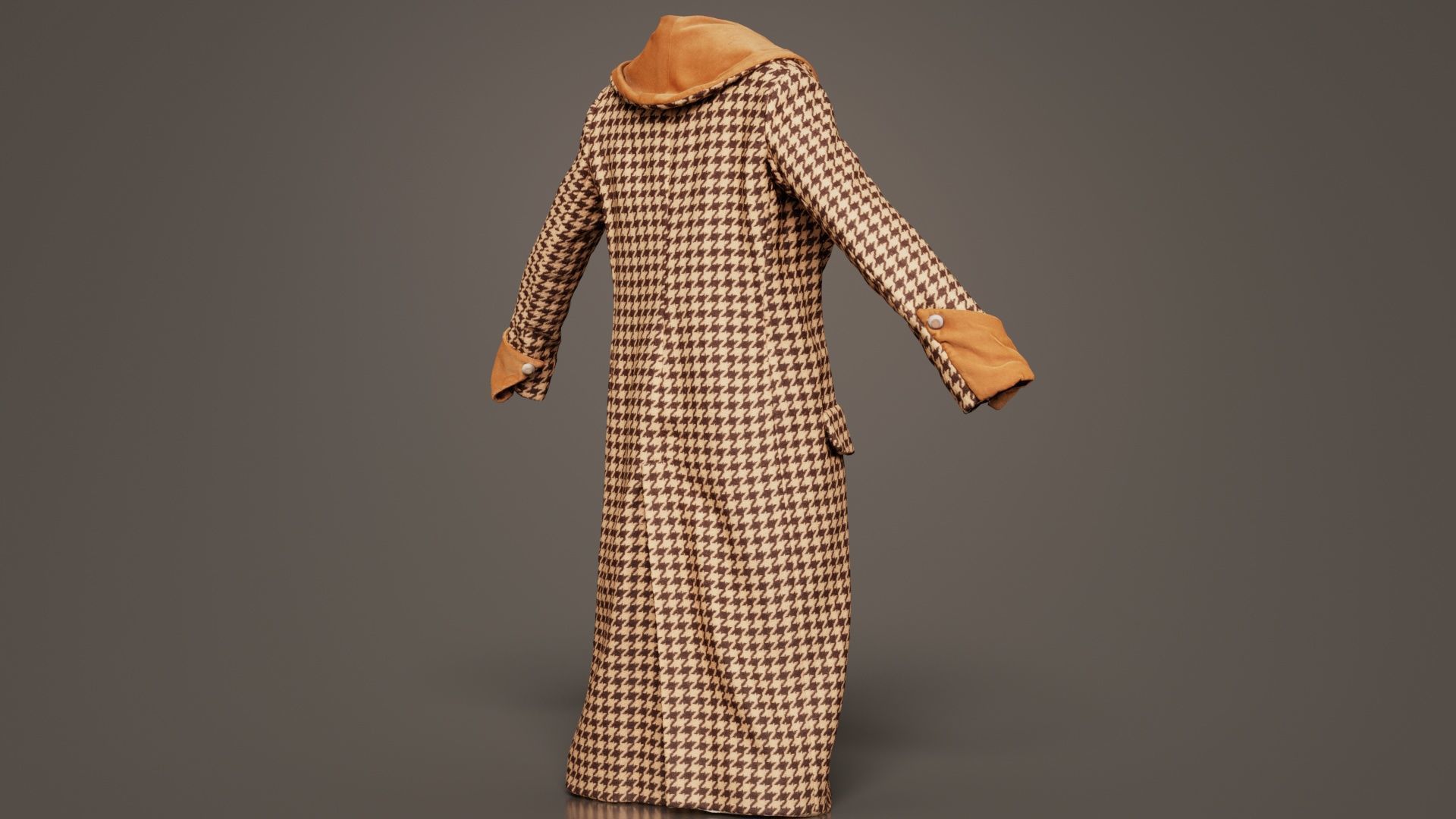 Houndstooth Coat Closed Low-poly 3D model_2