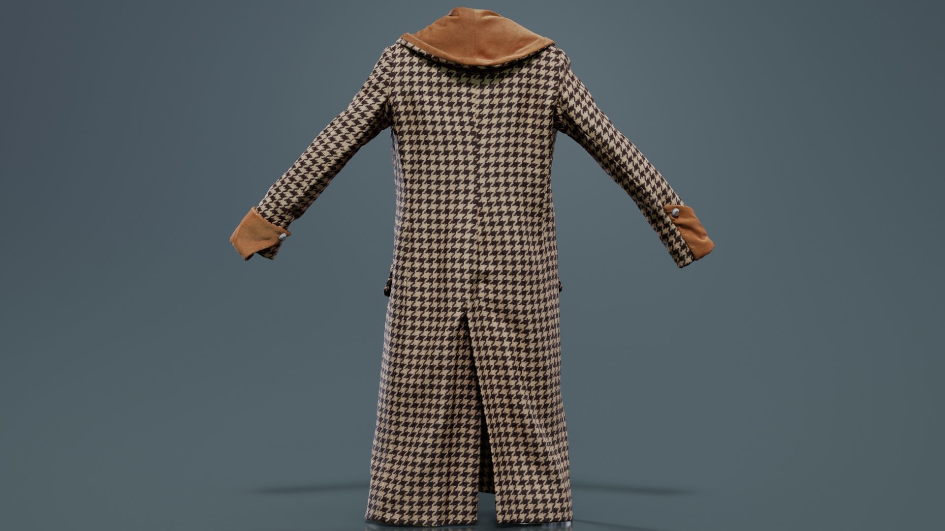 Houndstooth Coat Closed Low-poly 3D model_6