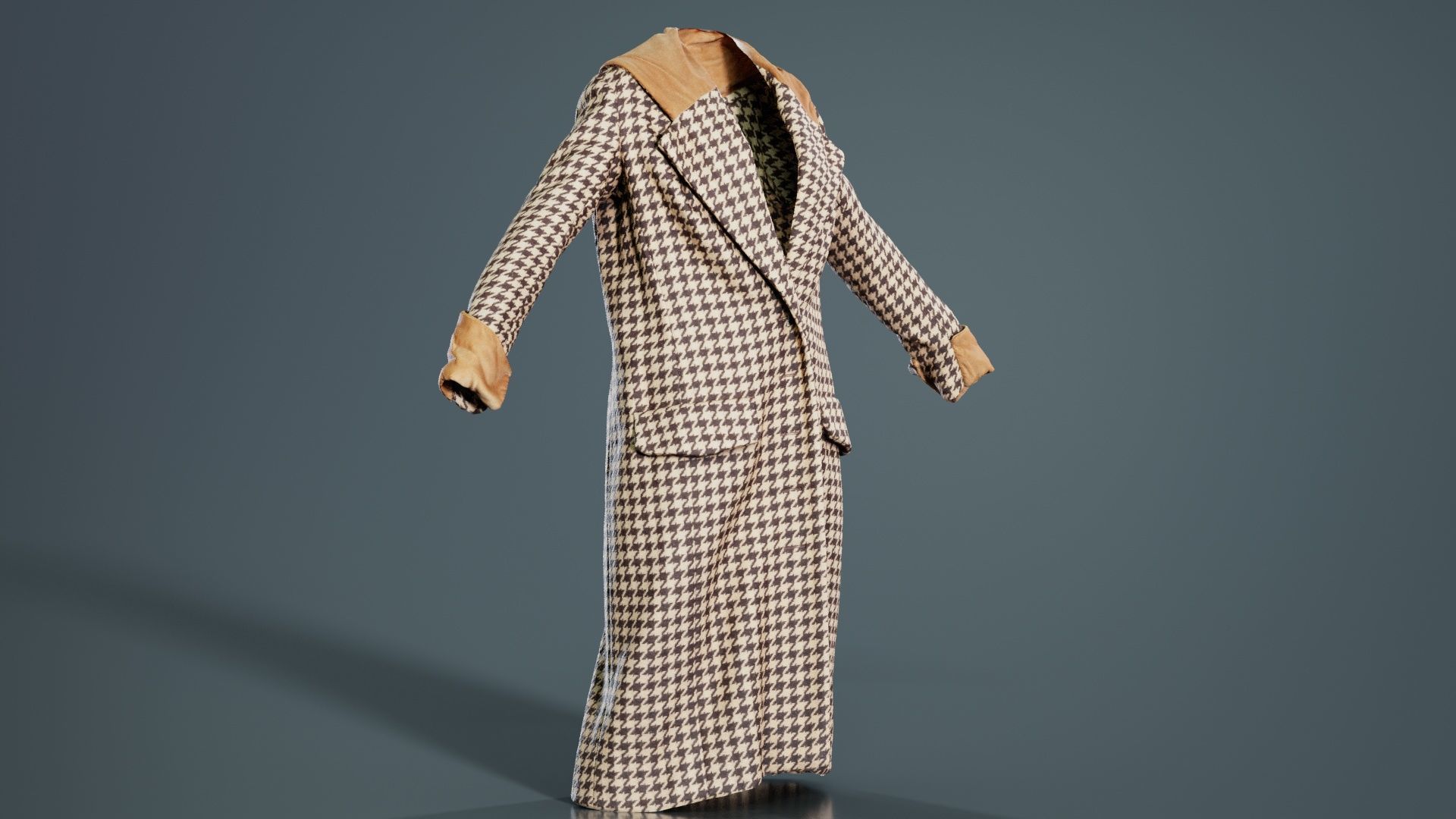 Houndstooth Coat Closed Low-poly 3D model_7