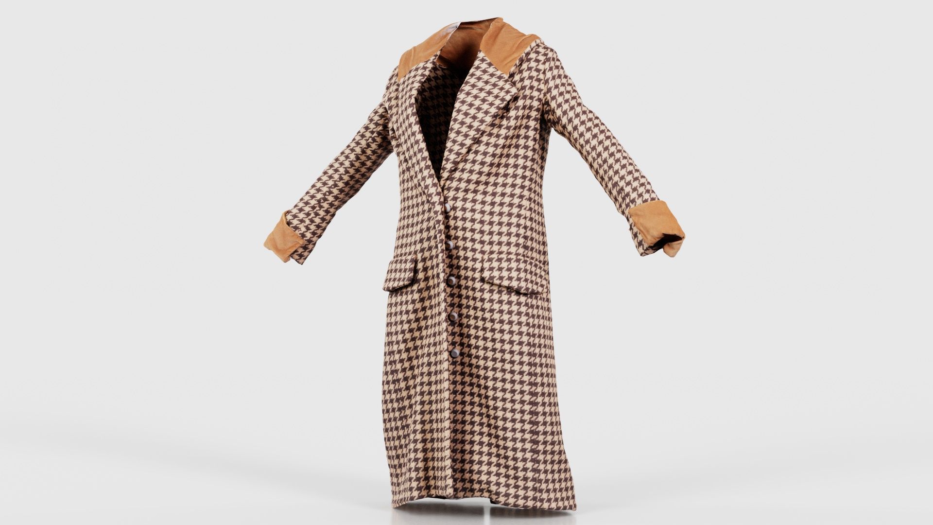 Houndstooth Coat Closed Low-poly 3D model_26