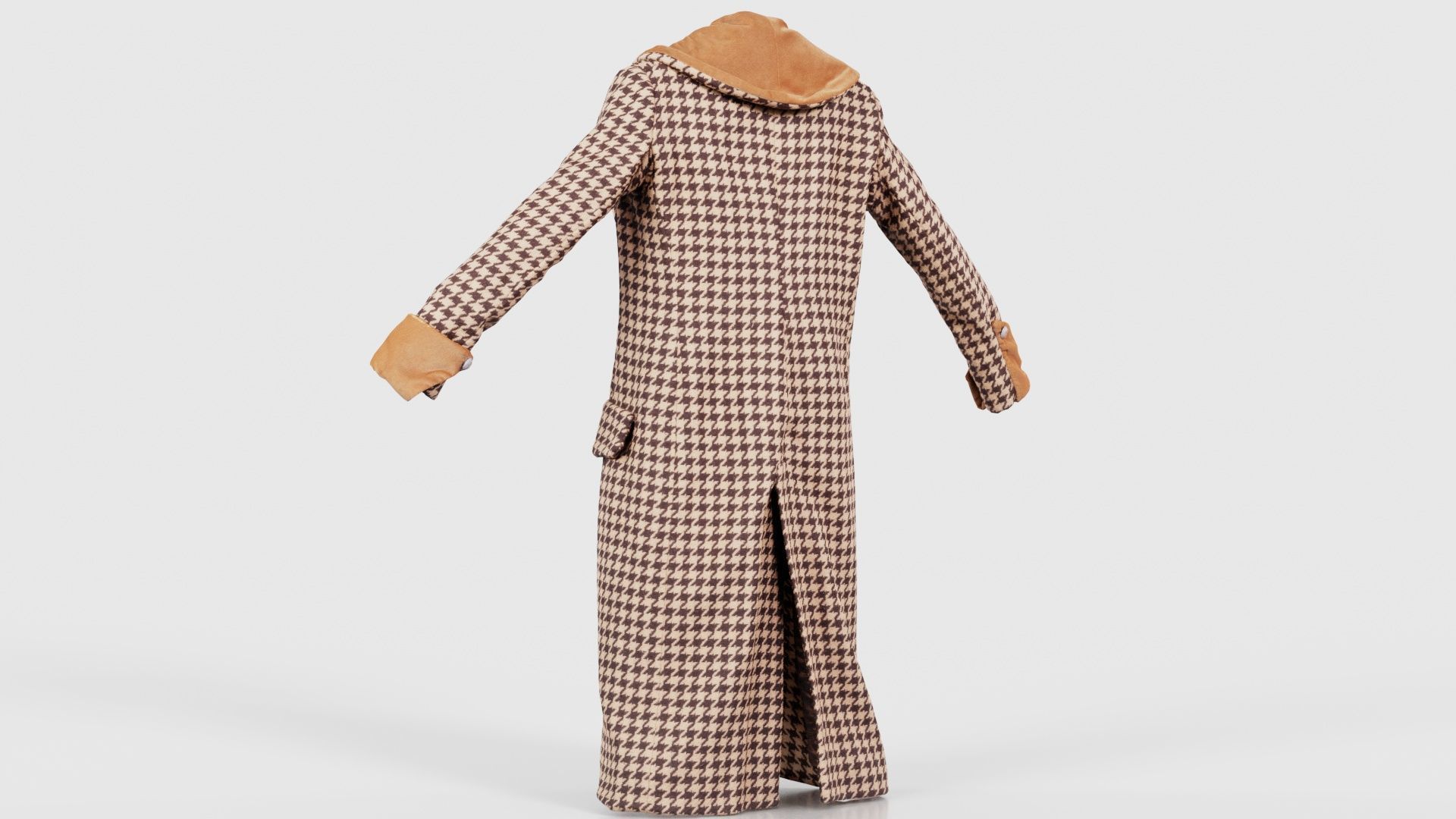 Houndstooth Coat Closed Low-poly 3D model_22