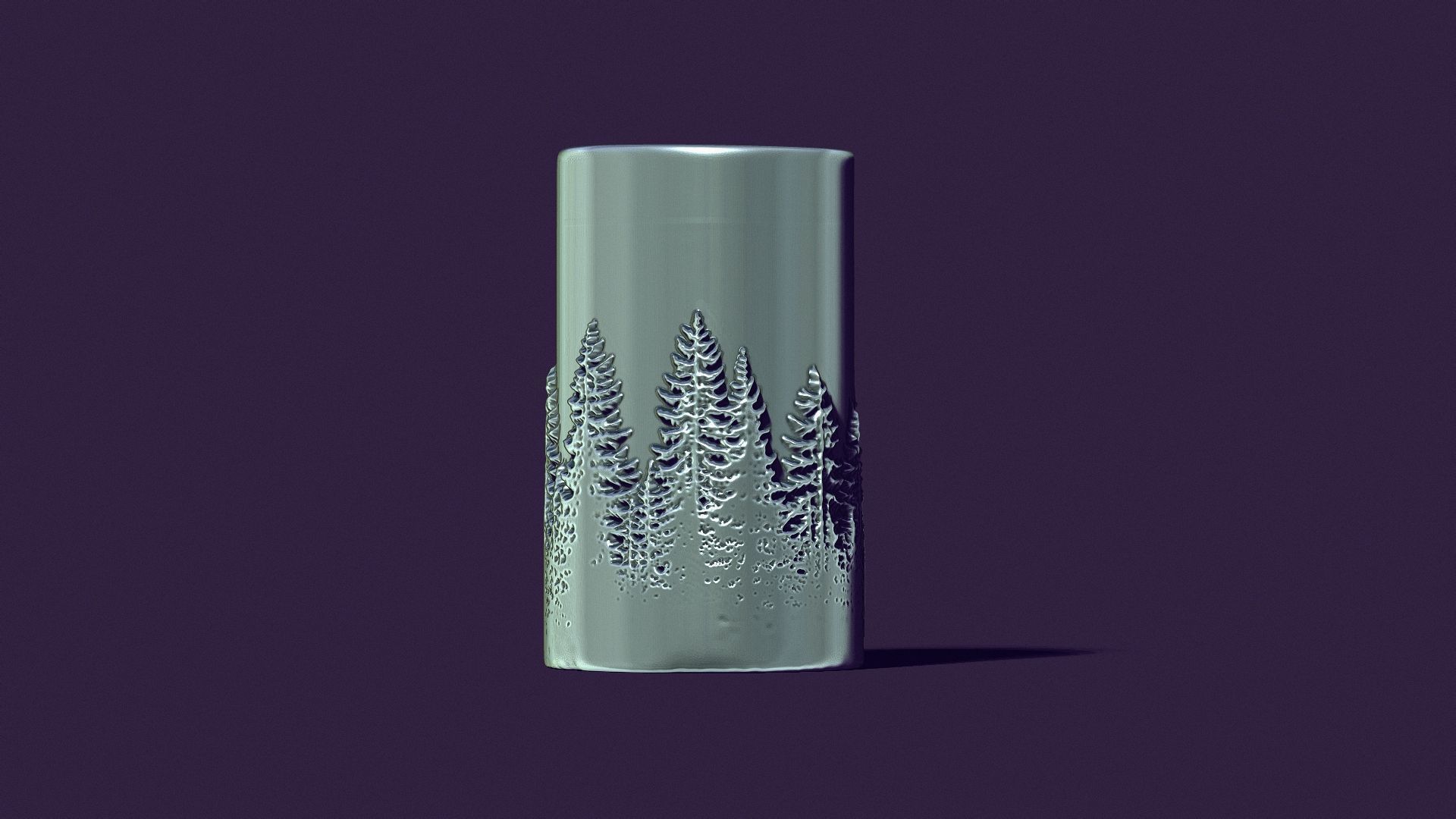candle with a picture of fir trees 3D print model_7