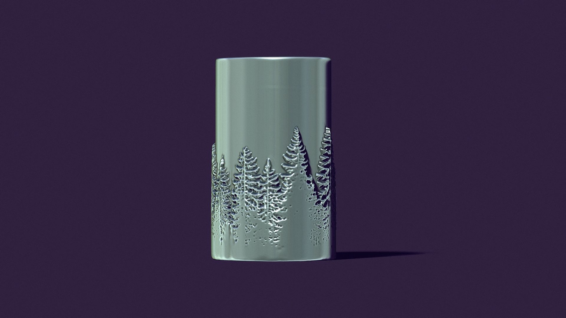 candle with a picture of fir trees 3D print model_4