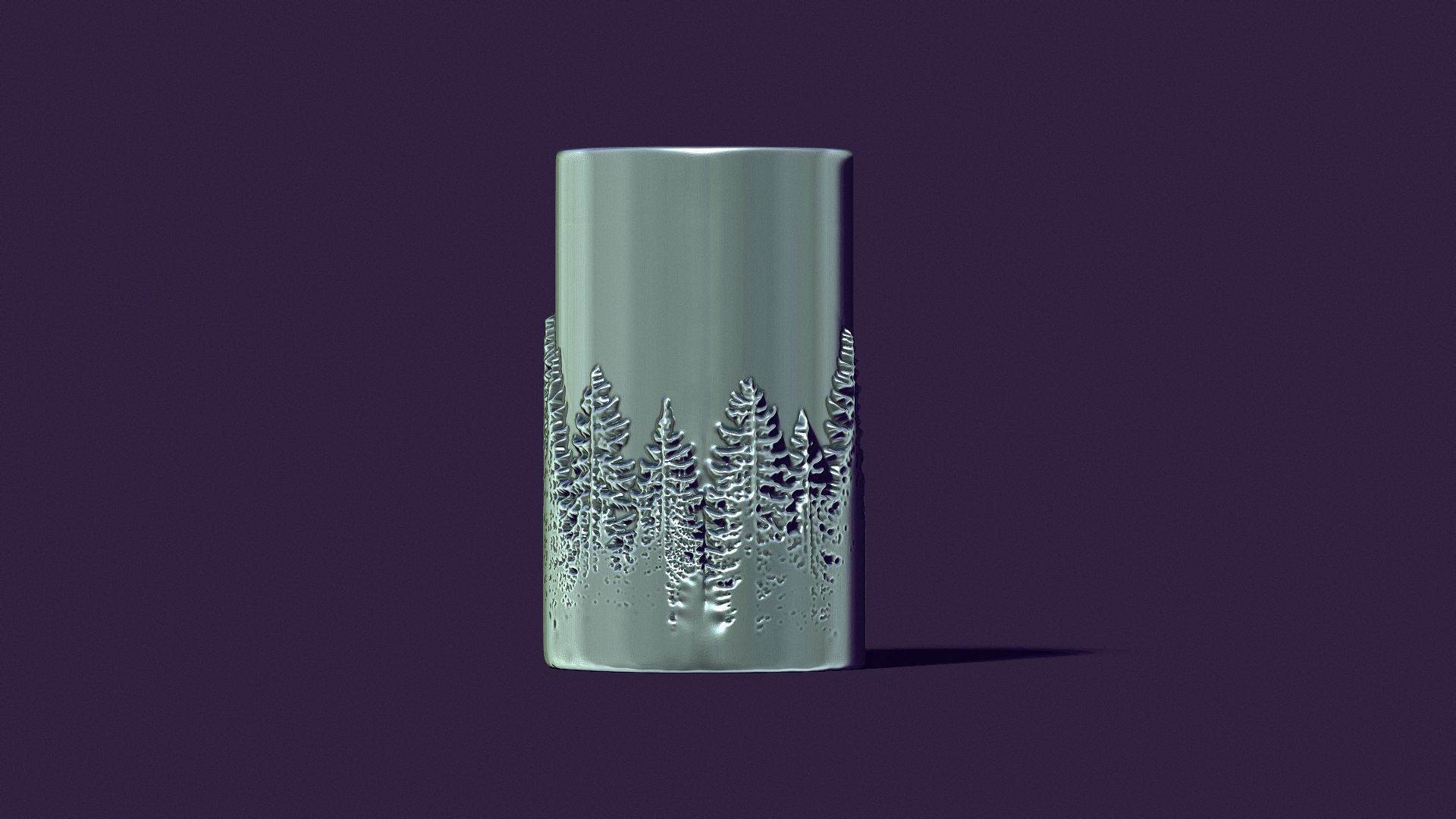 candle with a picture of fir trees 3D print model_5