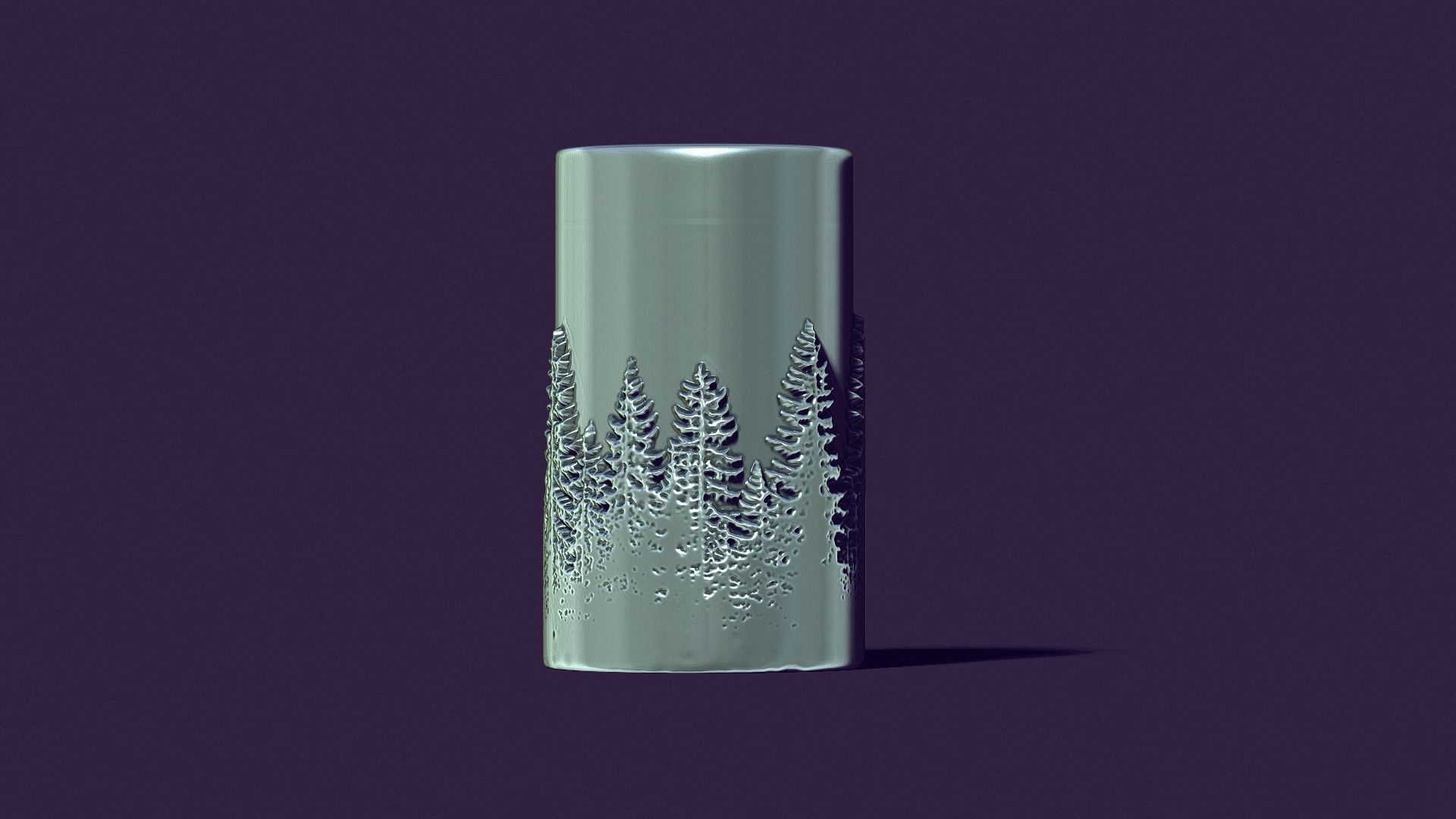 candle with a picture of fir trees 3D print model_1