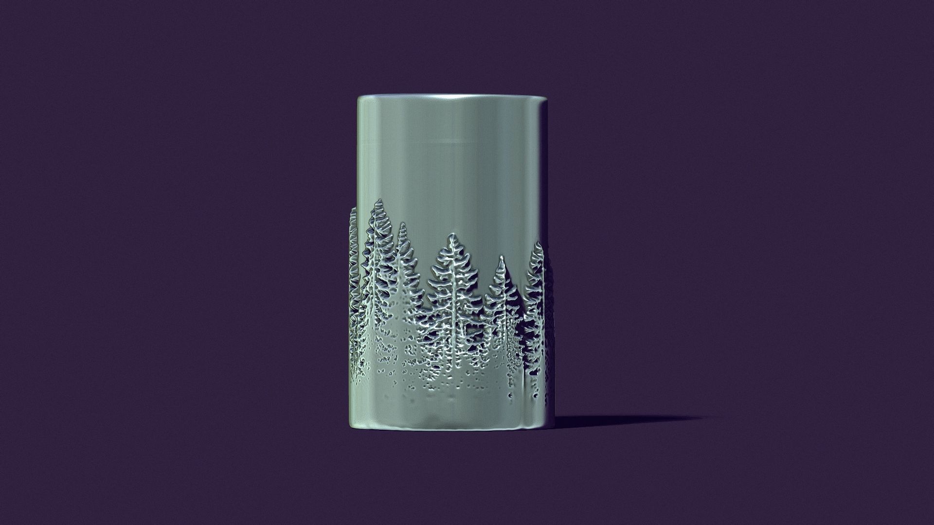 candle with a picture of fir trees 3D print model_6