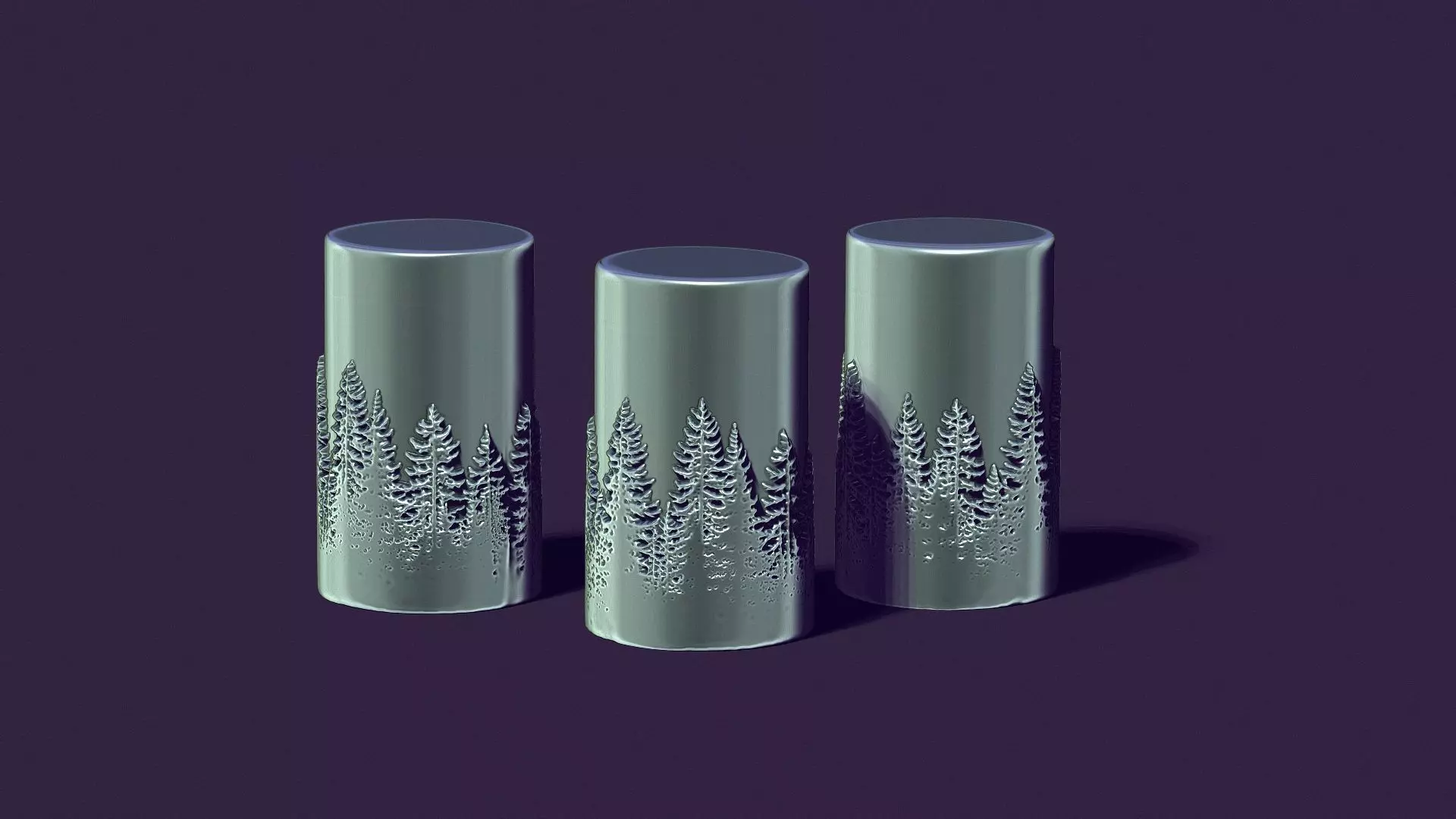 candle with a picture of fir trees 3D print model_0