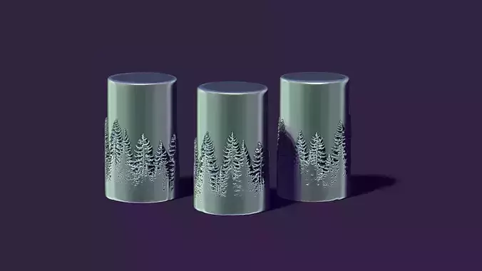 candle with a picture of fir trees 3D print model
