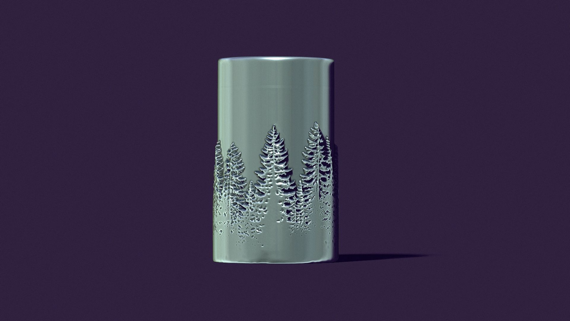 candle with a picture of fir trees 3D print model_8