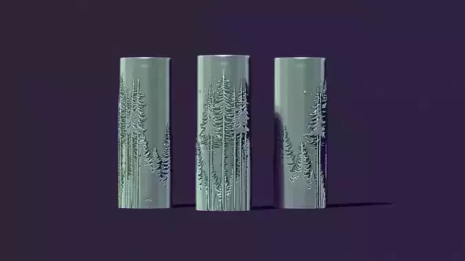  candle with a picture of fir trees 3D print model