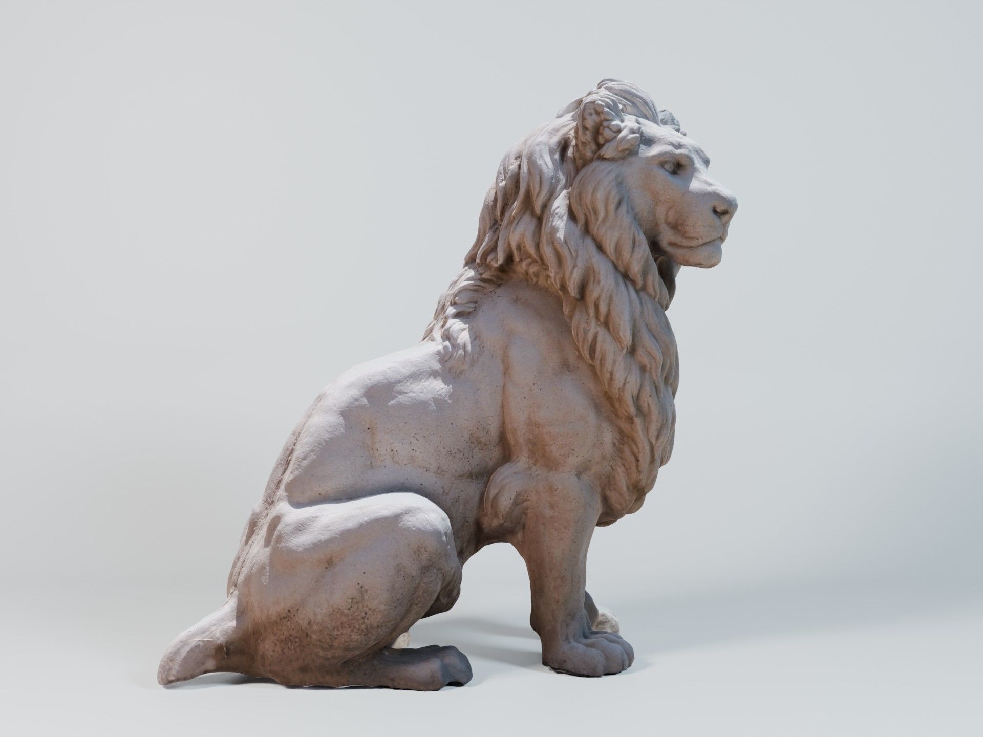 Stone Lion Statue Free 3D model_2