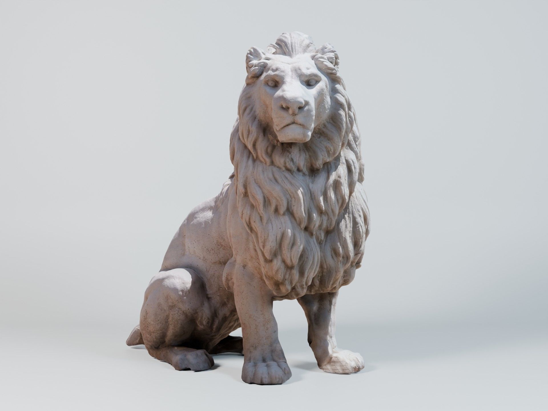 Stone Lion Statue Free 3D model_1