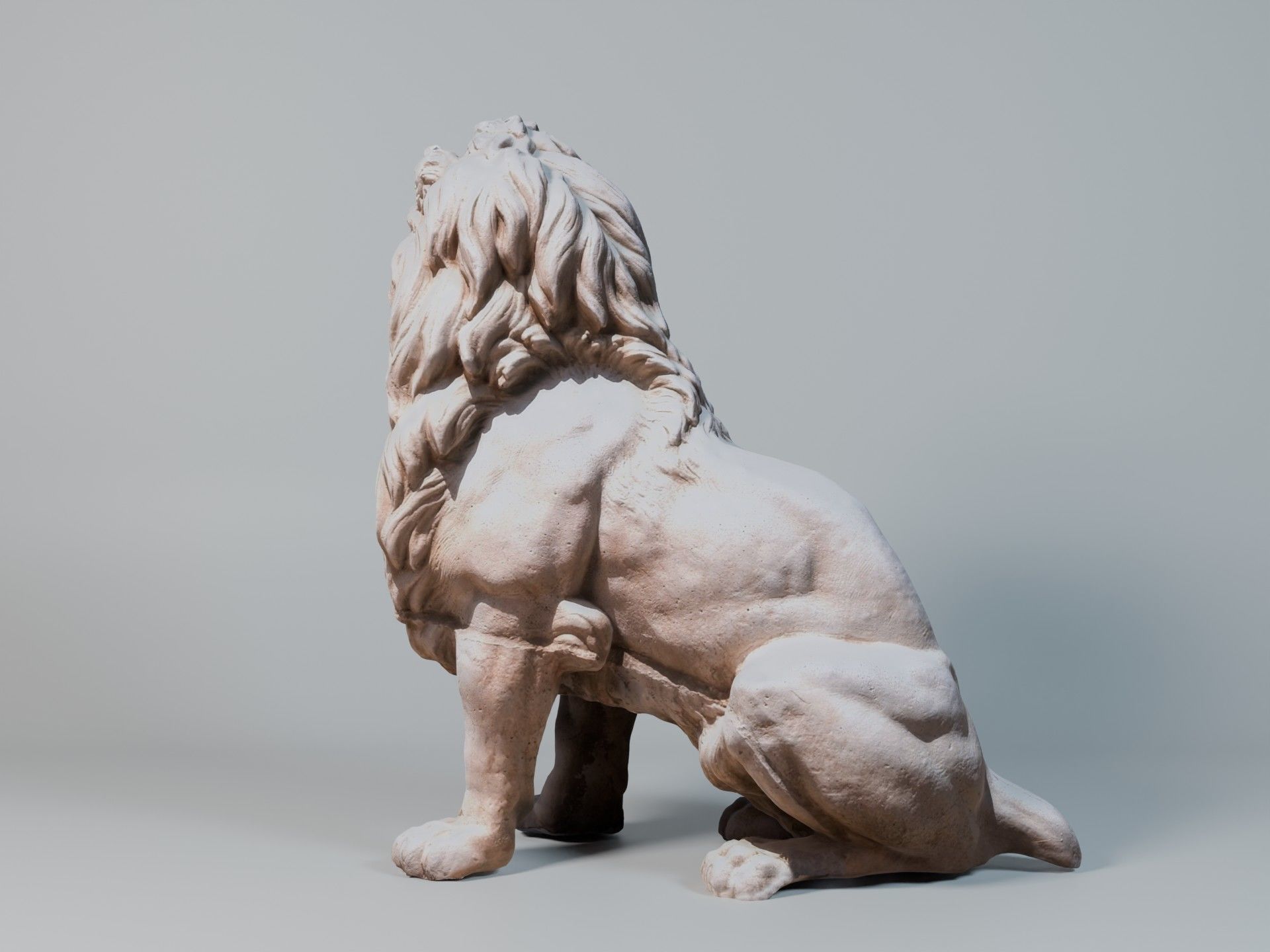 Stone Lion Statue Free 3D model_3