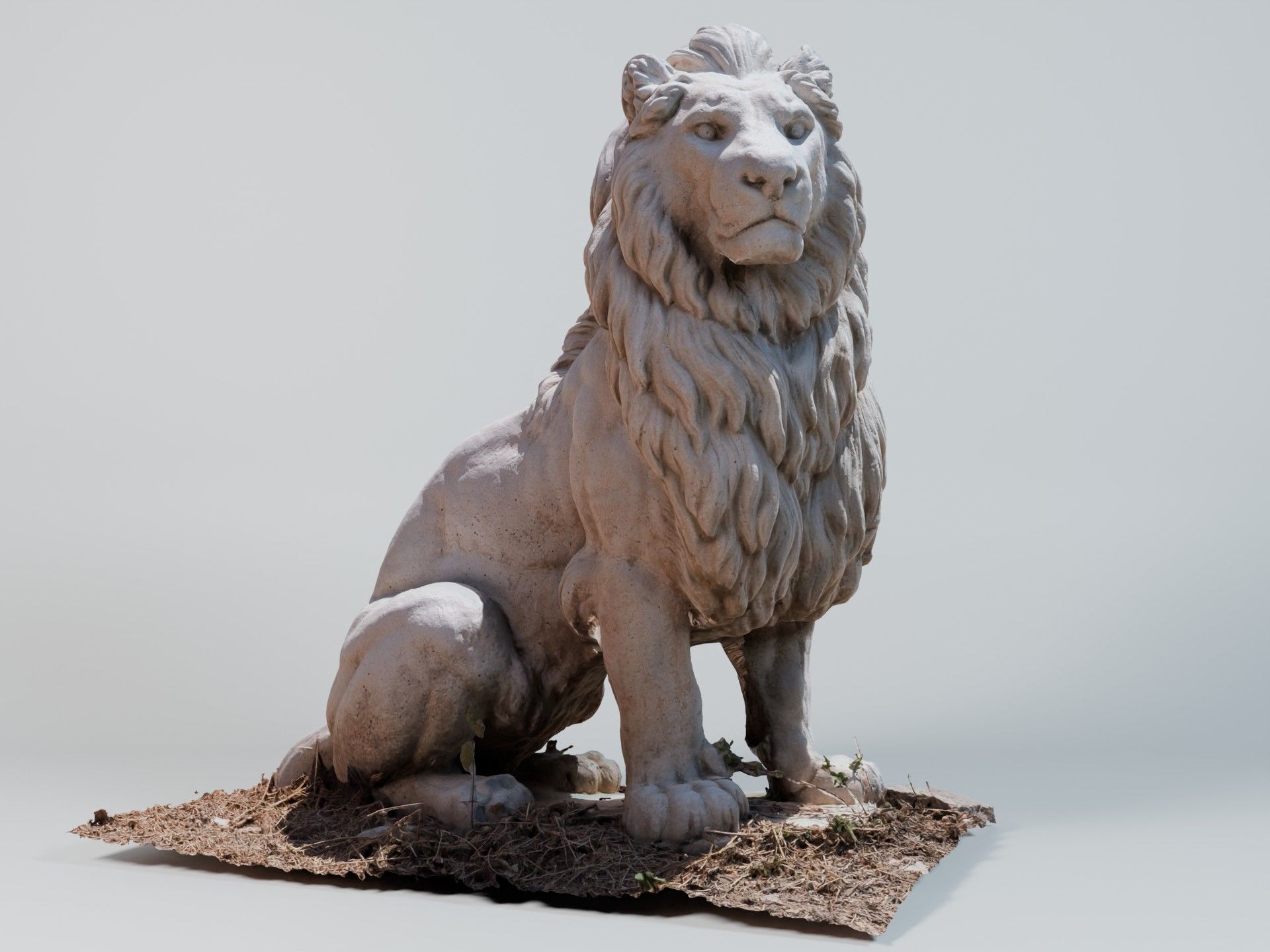 Stone Lion Statue Free 3D model_4