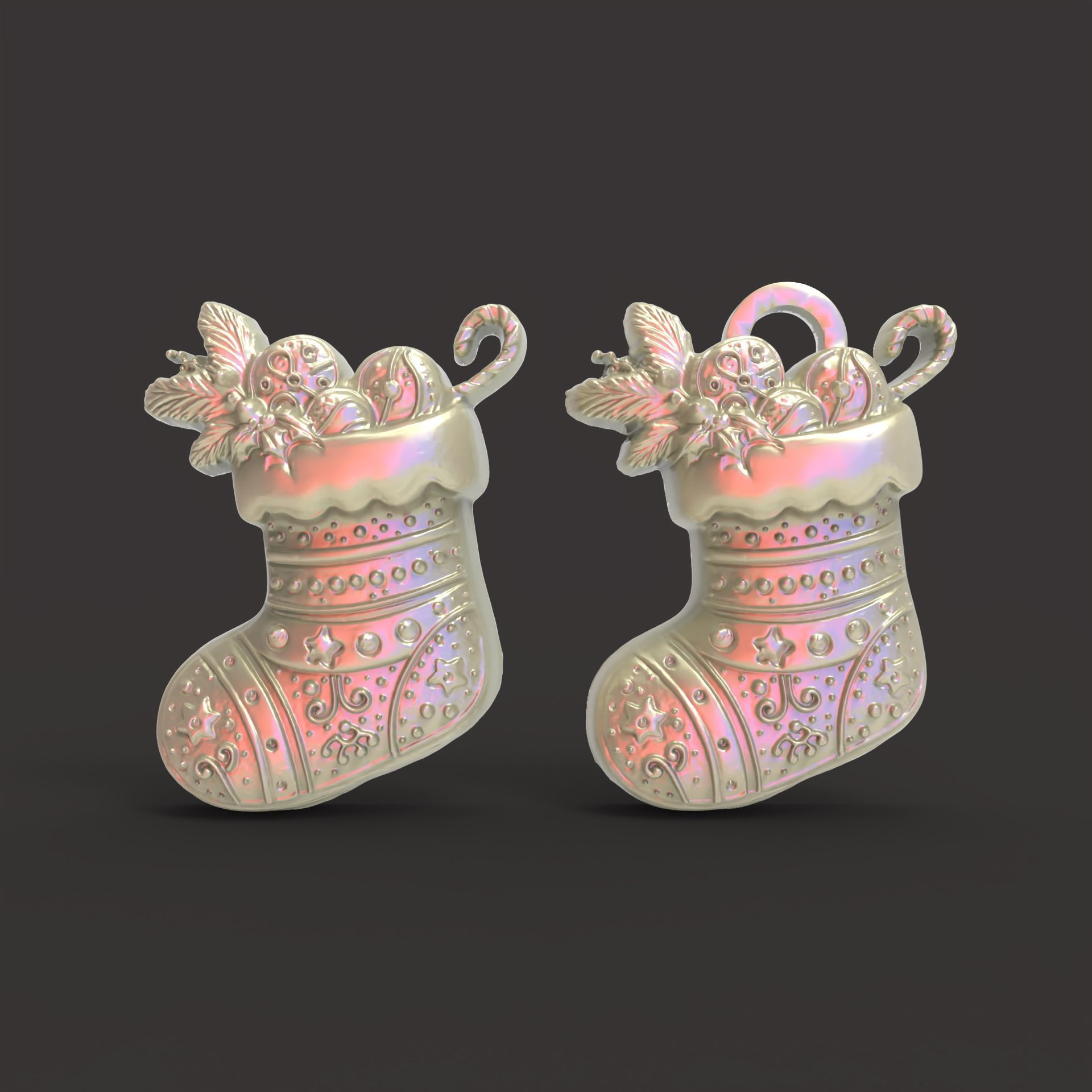 christmas socks decor  3D print model_3