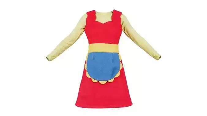Cute Red Felt Dress Yellow Shirt