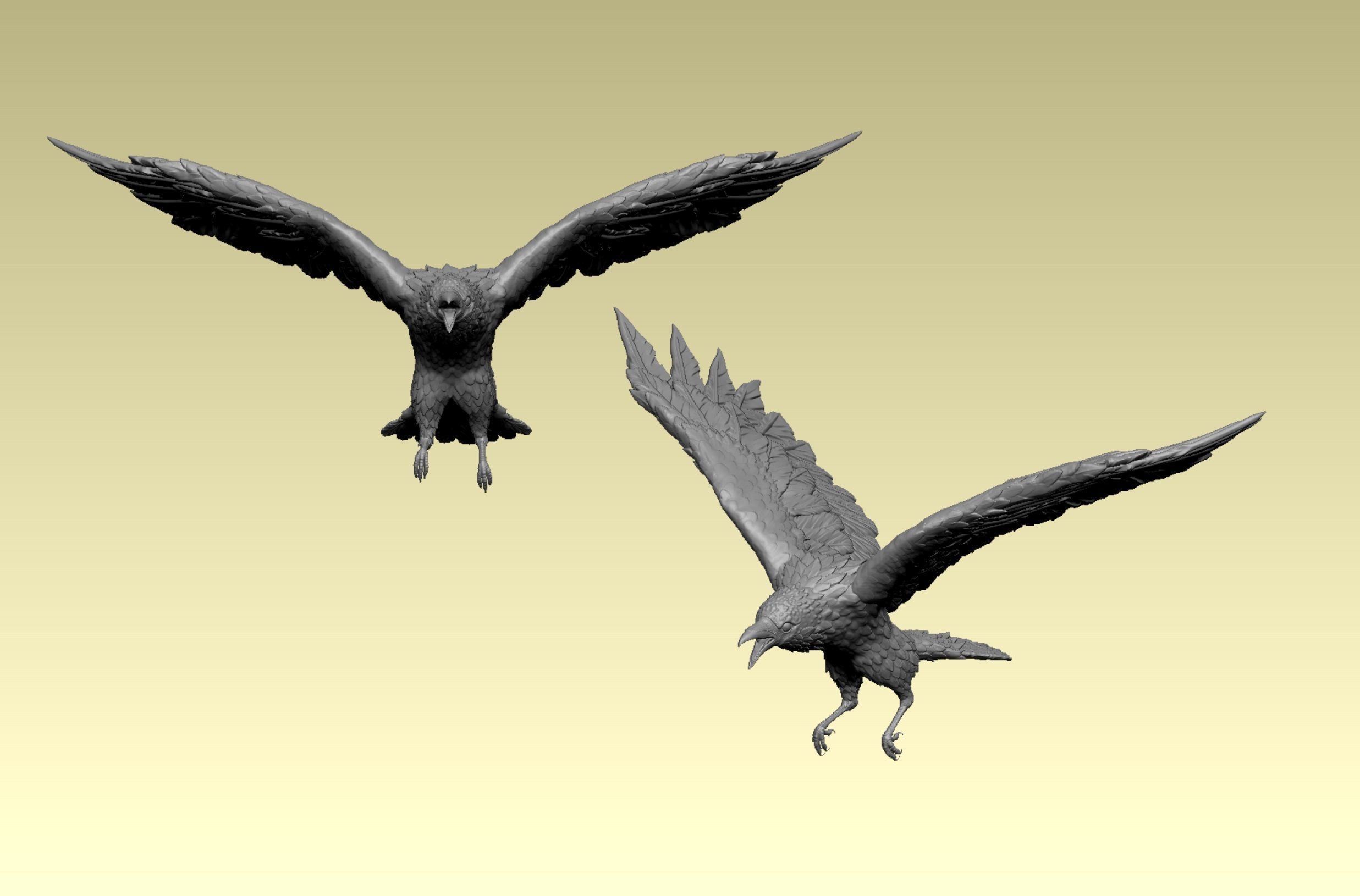 Crow miniature 3D  3D print model_7