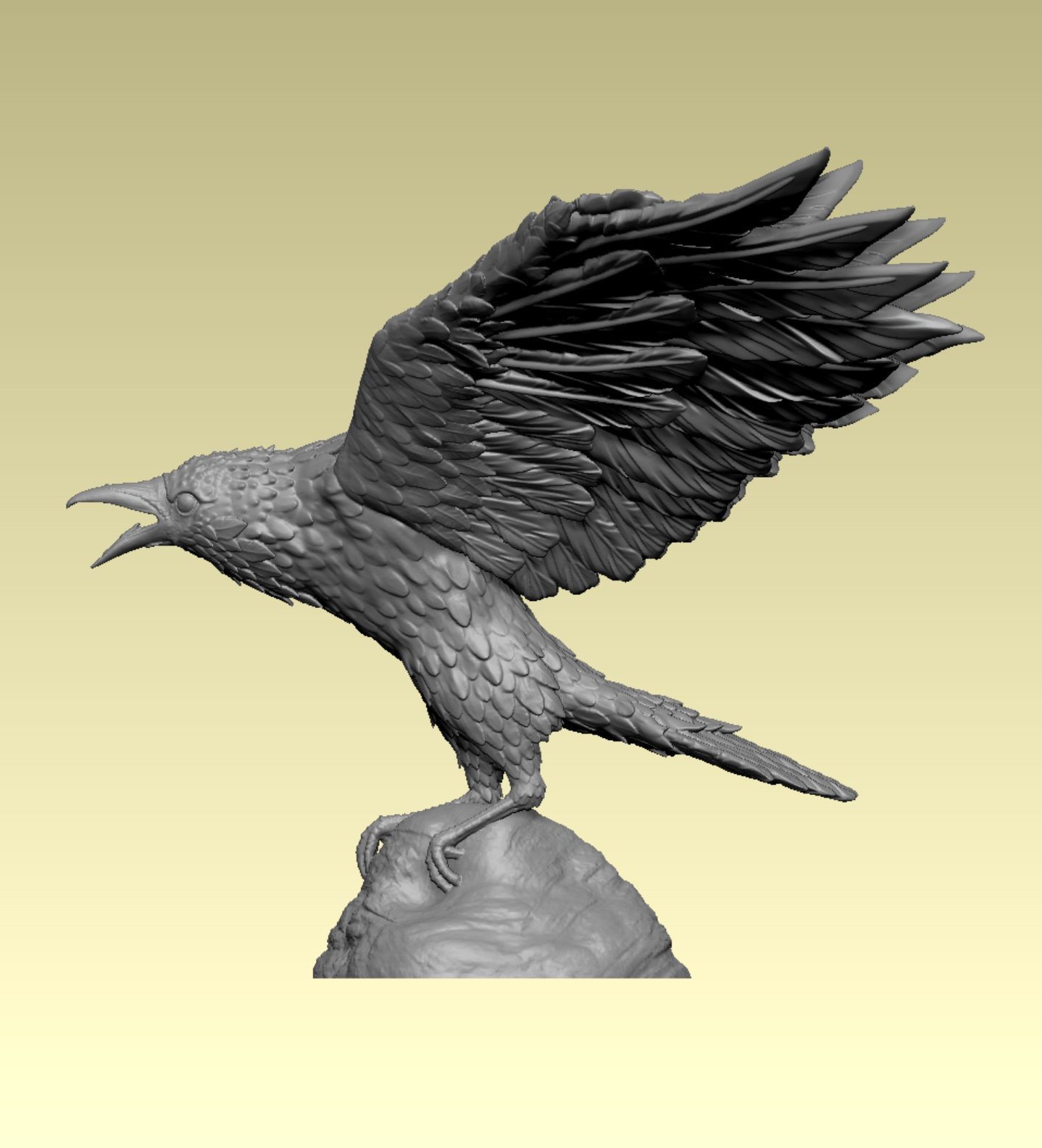 Crow miniature 3D  3D print model_2