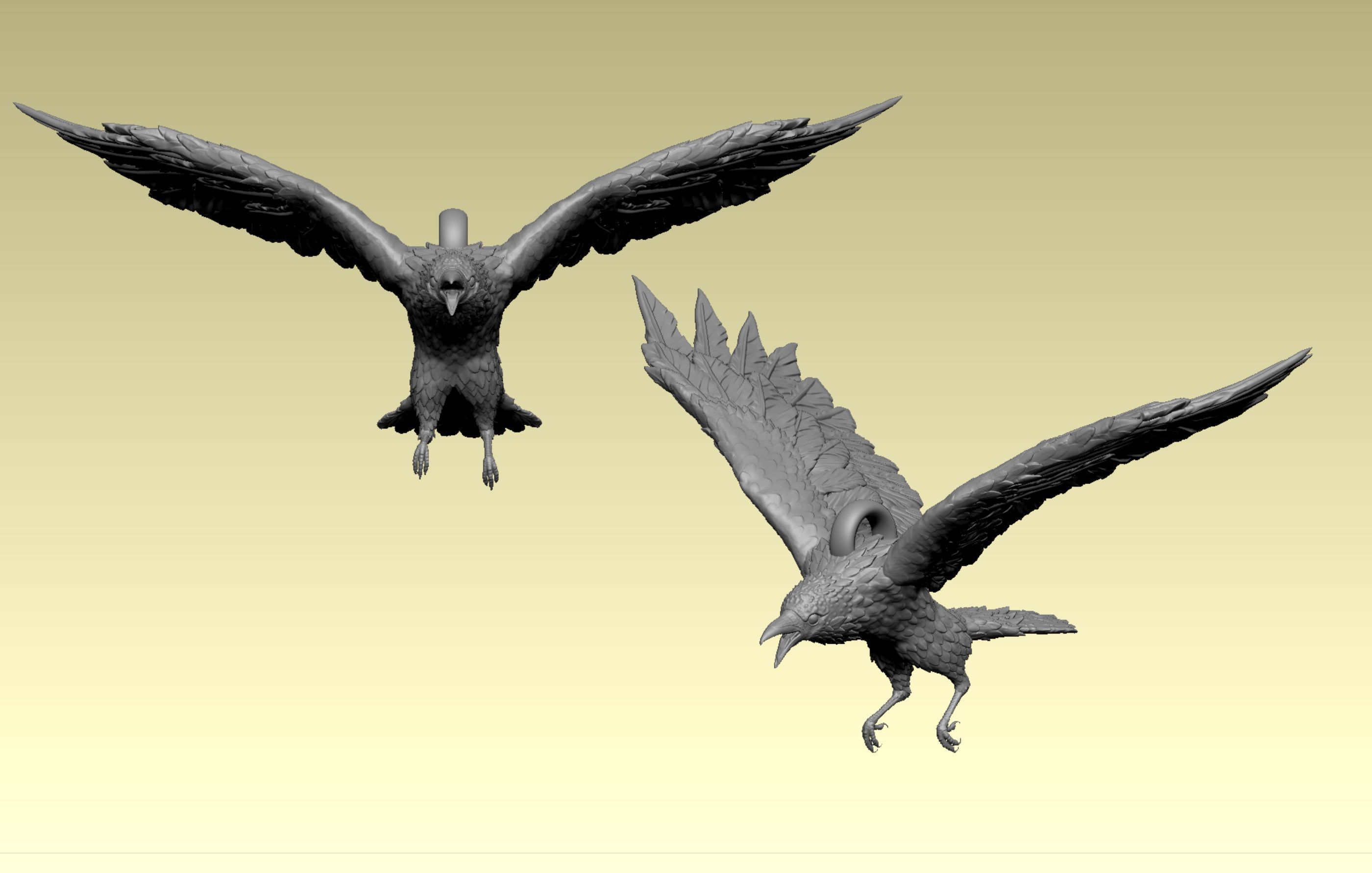 Crow miniature 3D  3D print model_6