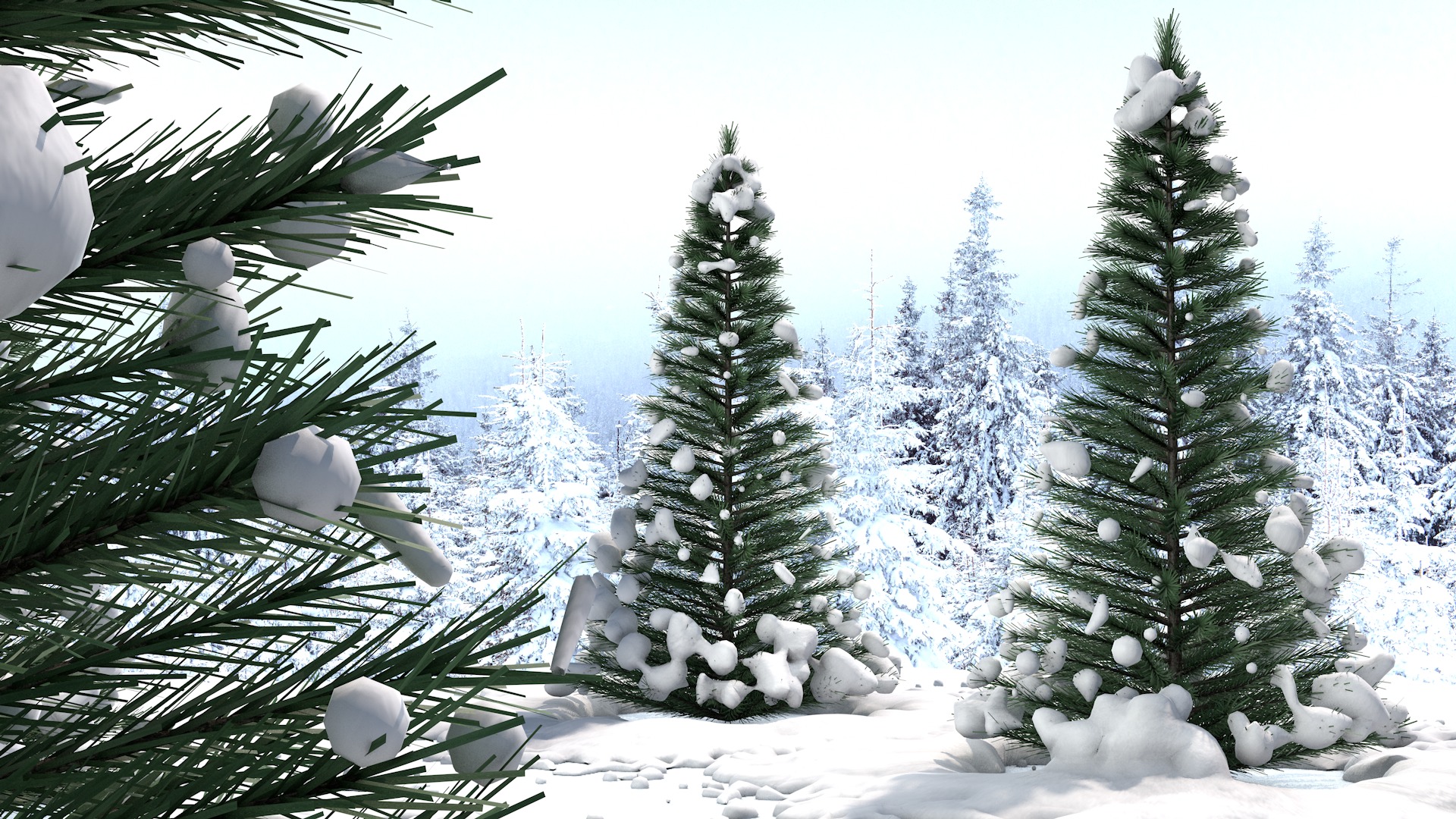Pine Tree in The Snow 3D model_9